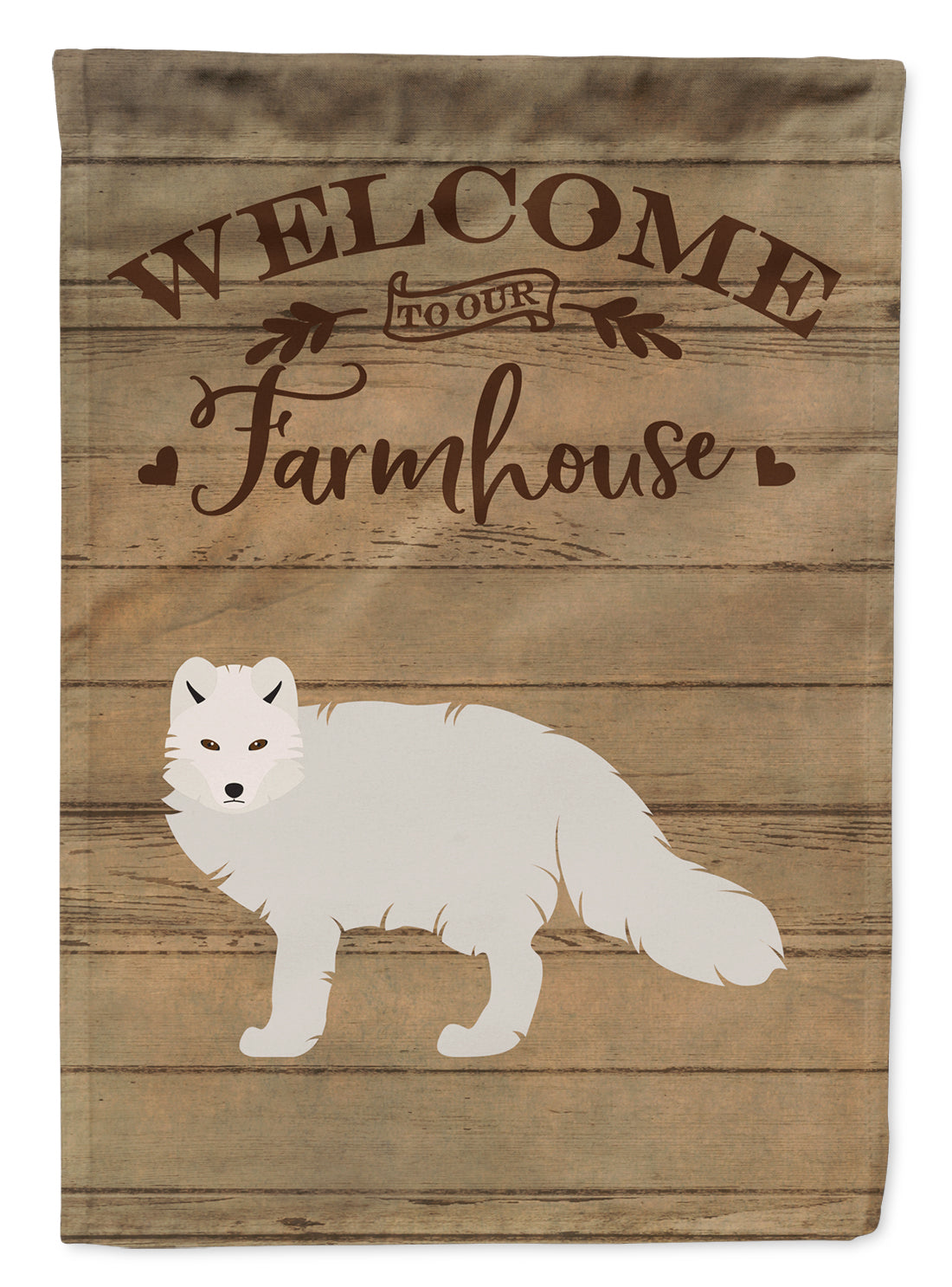 White Arctic Fox Welcome Flag Canvas House Size CK6821CHF  the-store.com.