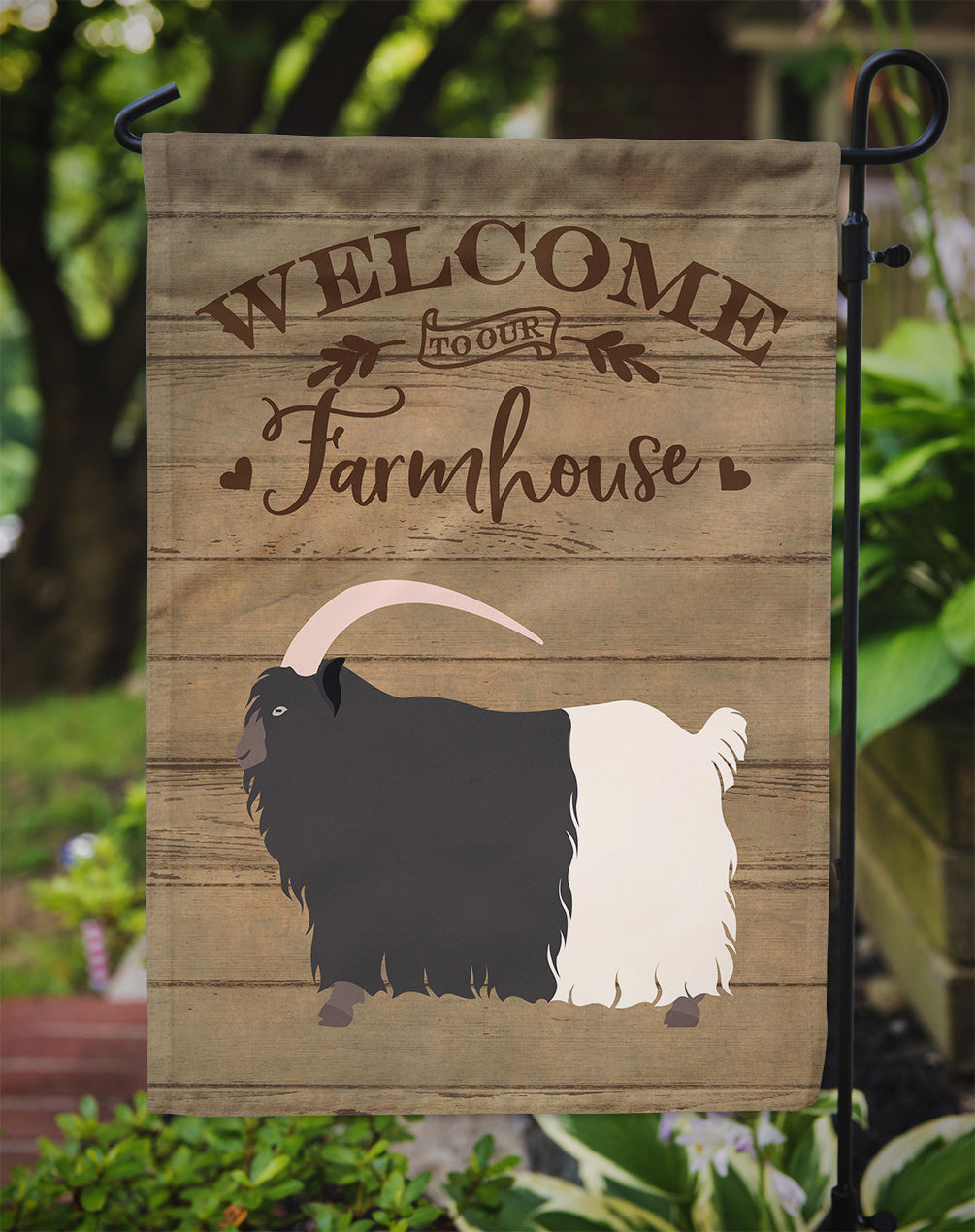 Welsh Black-Necked Goat Welcome Flag Garden Size CK6831GF  the-store.com.