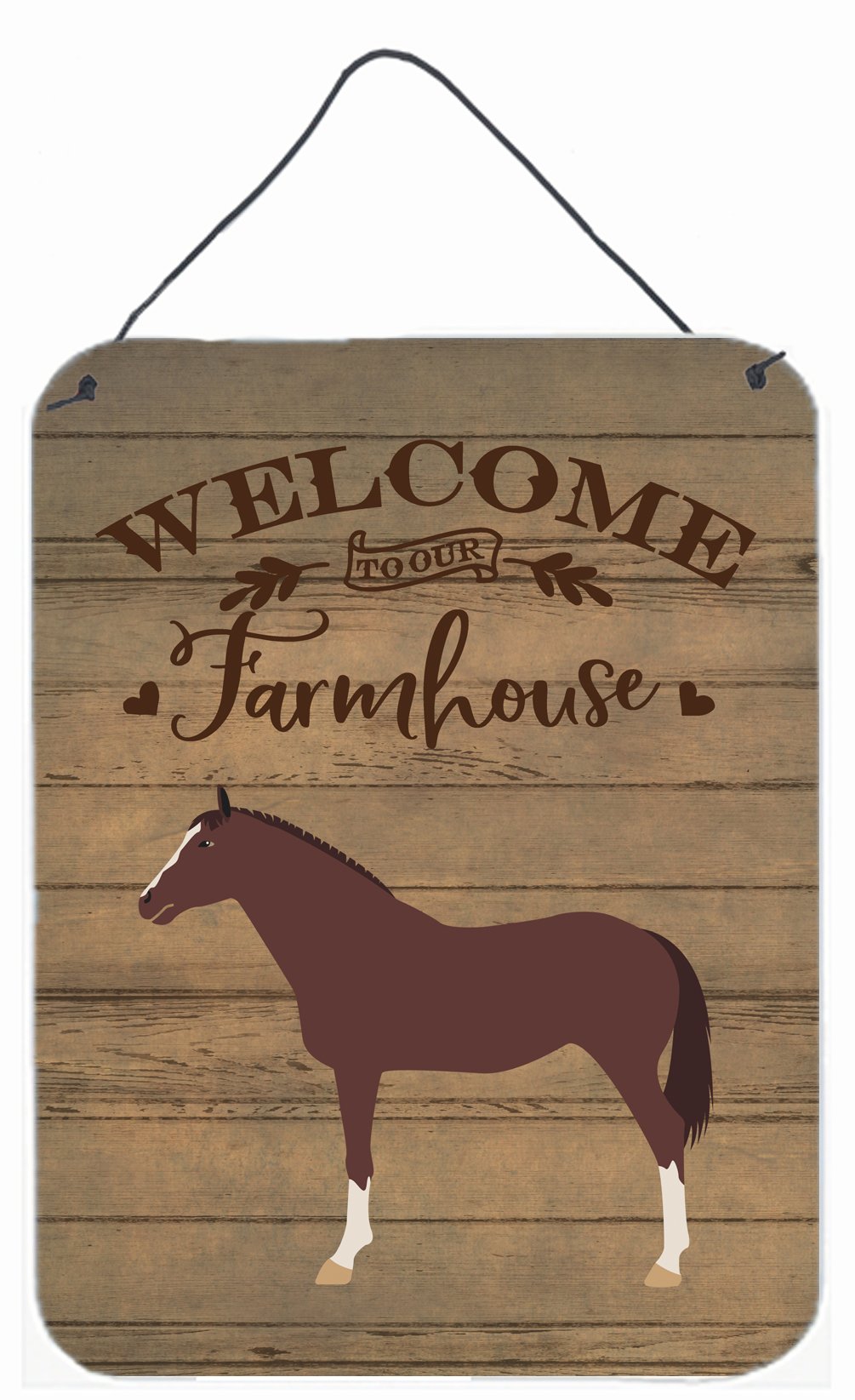 English Thoroughbred Horse Welcome Wall or Door Hanging Prints CK6857DS1216 by Caroline&#39;s Treasures