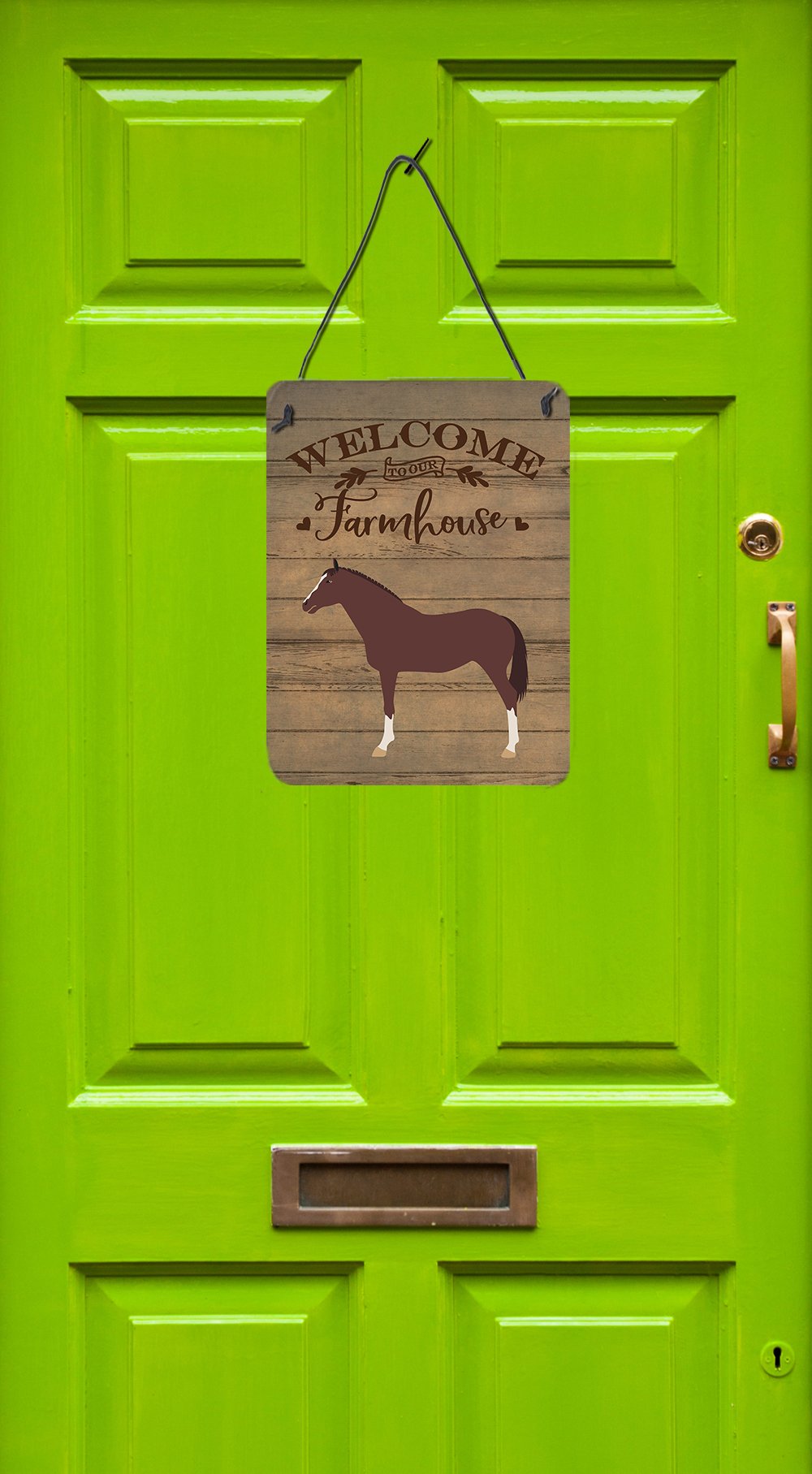 English Thoroughbred Horse Welcome Wall or Door Hanging Prints CK6857DS1216 by Caroline's Treasures
