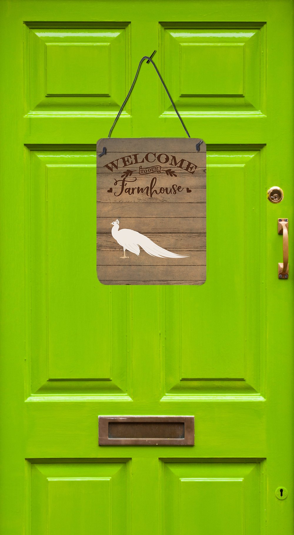 White Peacock Peafowl Welcome Wall or Door Hanging Prints CK6870DS1216 by Caroline's Treasures