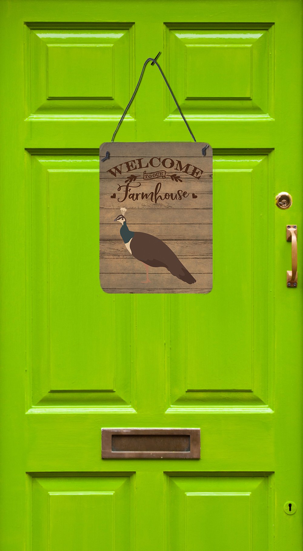 Indian Peahen Peafowl Welcome Wall or Door Hanging Prints CK6871DS1216 by Caroline's Treasures
