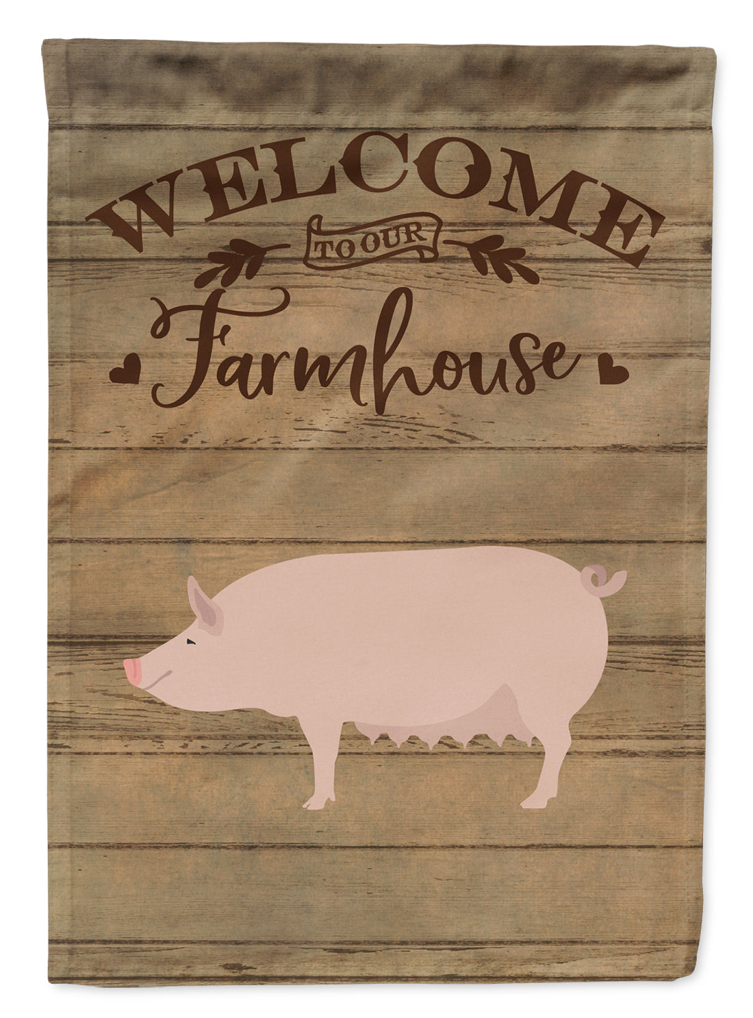 Grand cochon blanc anglais Welcome Flag Canvas House Size CK6882CHF