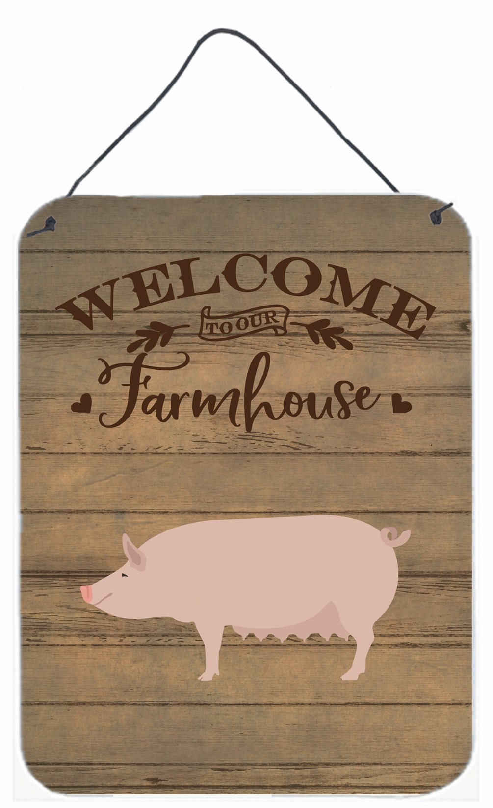 English Large White Pig Welcome Wall or Door Hanging Prints CK6882DS1216 by Caroline&#39;s Treasures