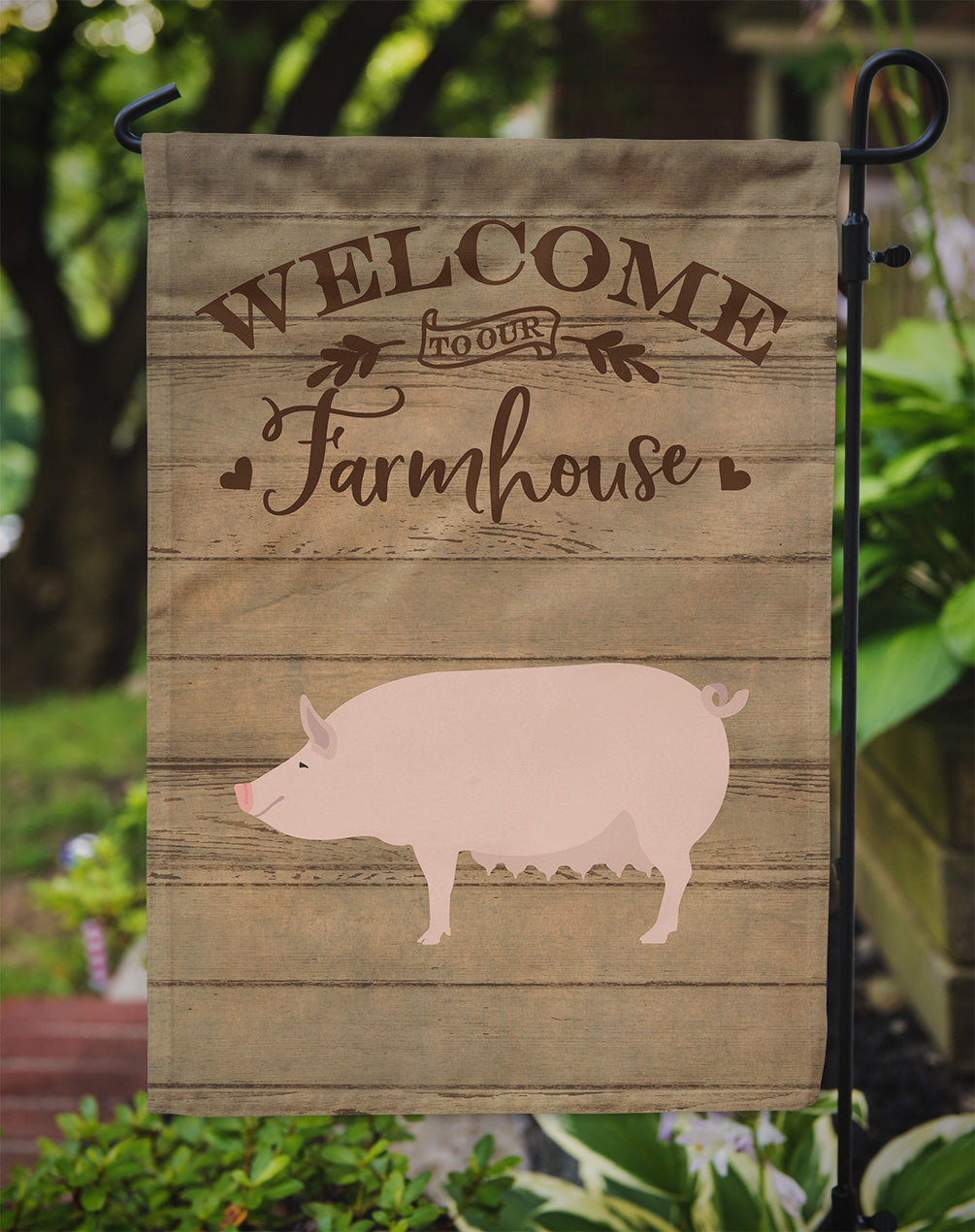 English Large White Pig Welcome Flag Garden Size CK6882GF  the-store.com.