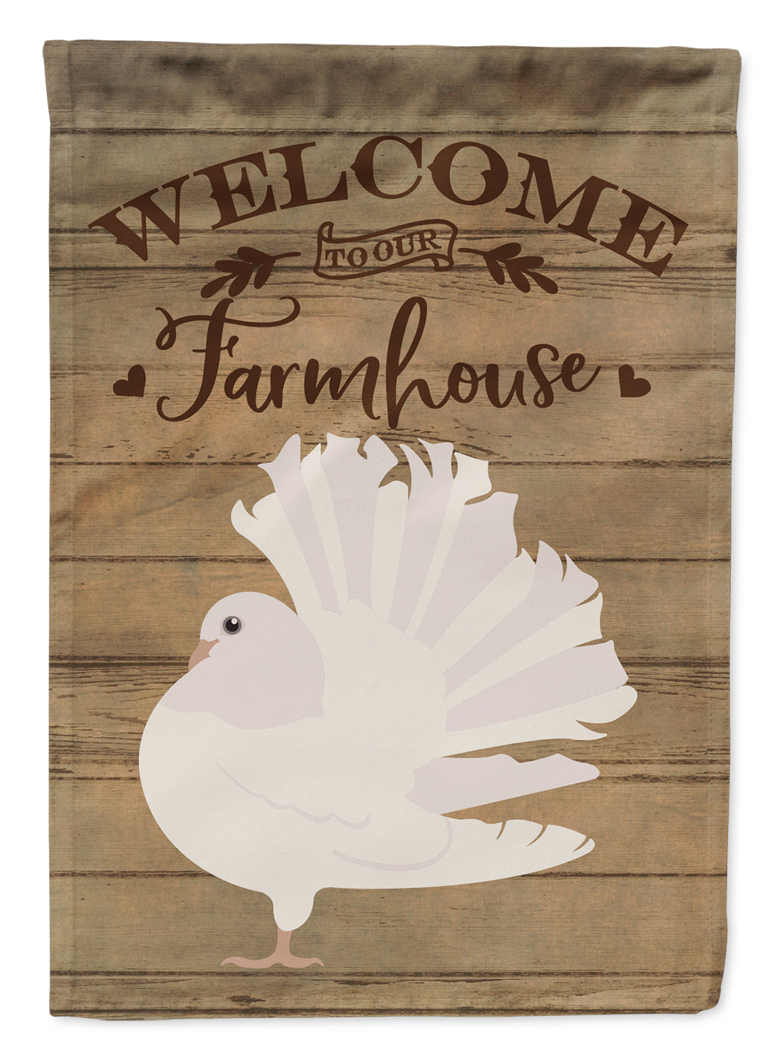 Silver Fantail Pigeon Welcome Flag Garden Size CK6894GF  the-store.com.