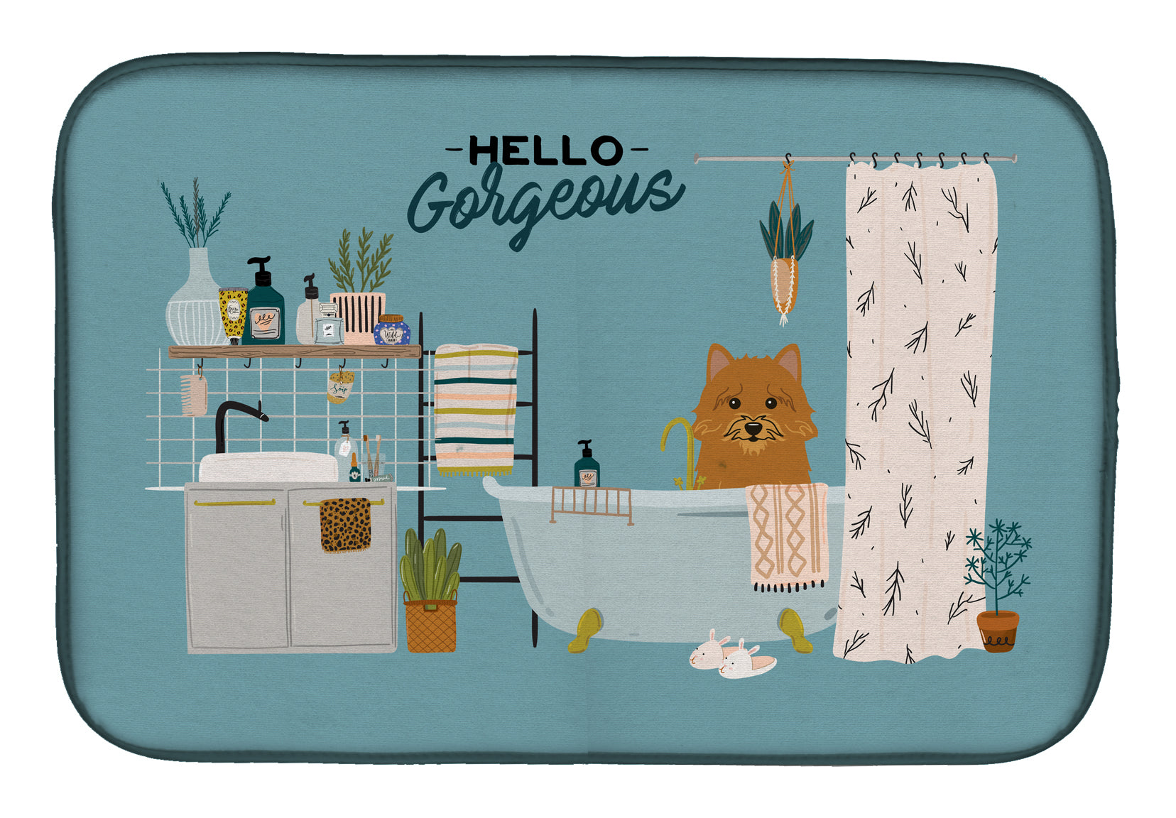 Norwich Terrier in Bathtub Dish Drying Mat CK7442DDM  the-store.com.