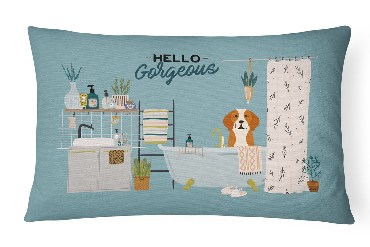 English Foxhound in Bathtub Canvas Fabric Decorative Pillow CK7532PW1216 by Caroline&#39;s Treasures