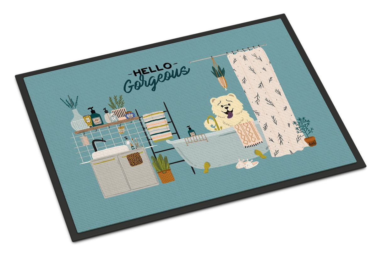 White Chow Chow in Bathtub Indoor or Outdoor Mat 24x36 CK7562JMAT by Caroline&#39;s Treasures