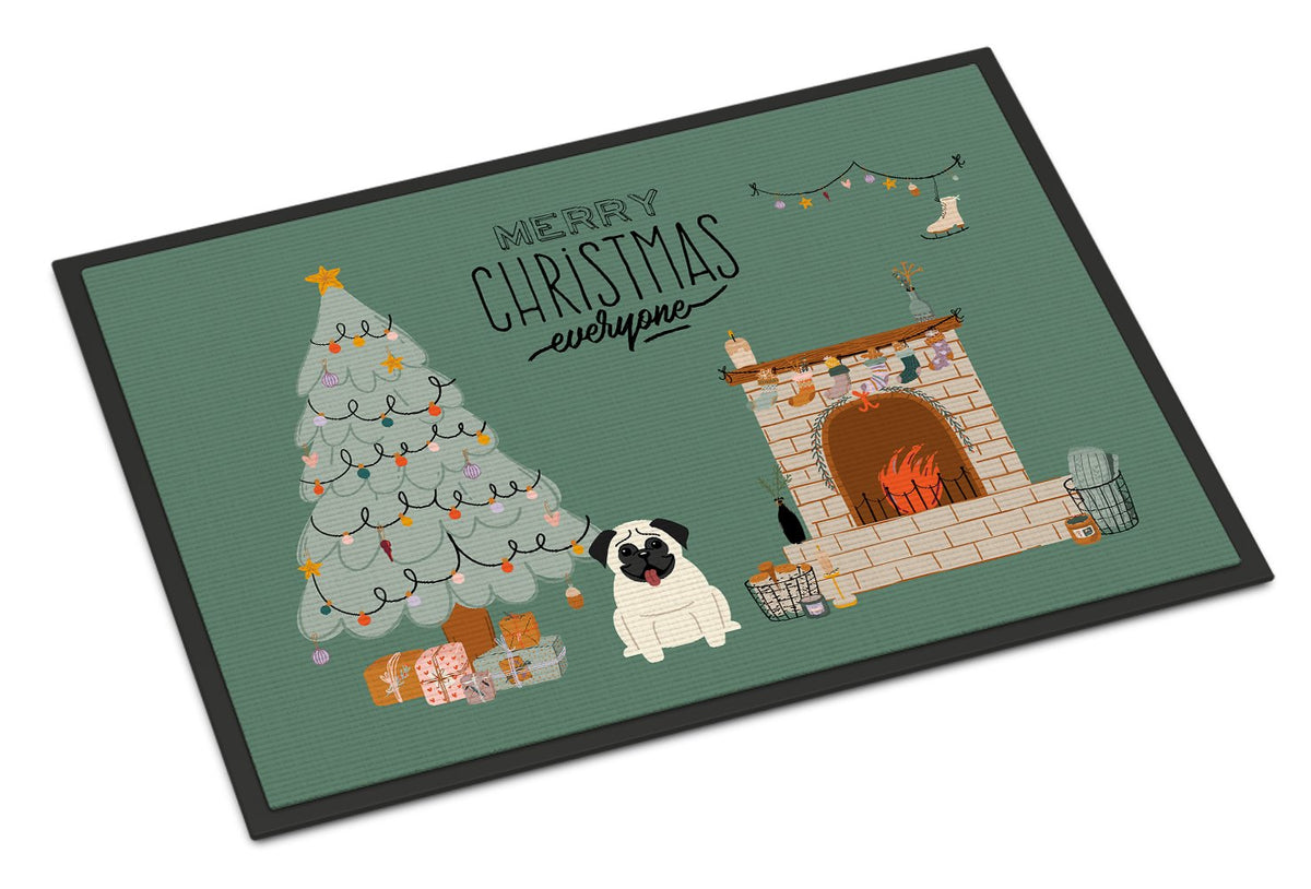 Cream Pug Christmas Everyone Indoor or Outdoor Mat 24x36 CK7567JMAT by Caroline&#39;s Treasures