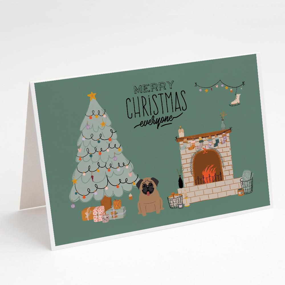 Buy this Brown Pug Christmas Everyone Greeting Cards and Envelopes Pack of 8