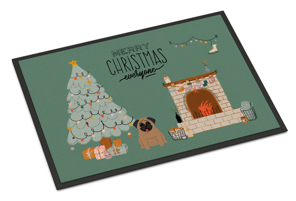 Brown Pug Christmas Everyone Indoor or Outdoor Mat 24x36 CK7568JMAT by Caroline&#39;s Treasures