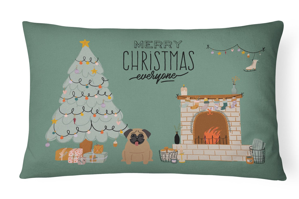Brown Pug Christmas Everyone Canvas Fabric Decorative Pillow CK7568PW1216 by Caroline&#39;s Treasures