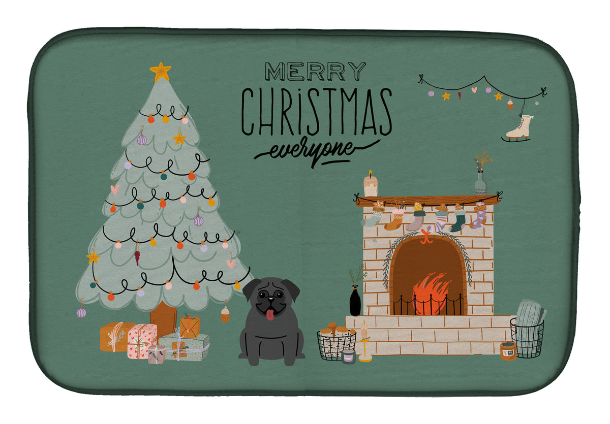 Tapis de séchage pour vaisselle Black Pug Christmas Everyone CK7569DDM