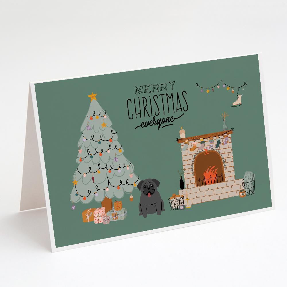 Buy this Black Pug Christmas Everyone Greeting Cards and Envelopes Pack of 8