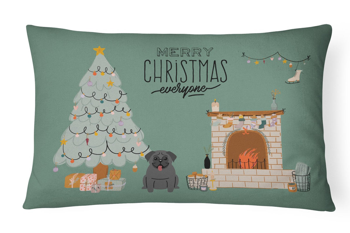 Black Pug Christmas Everyone Canvas Fabric Decorative Pillow CK7569PW1216 by Caroline&#39;s Treasures