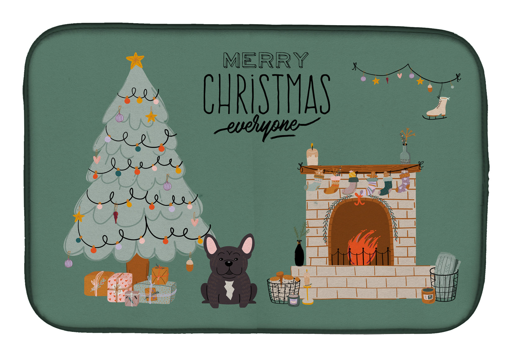 Brindle French Bulldog Tapis de séchage pour tout le monde de Noël CK7572DDM