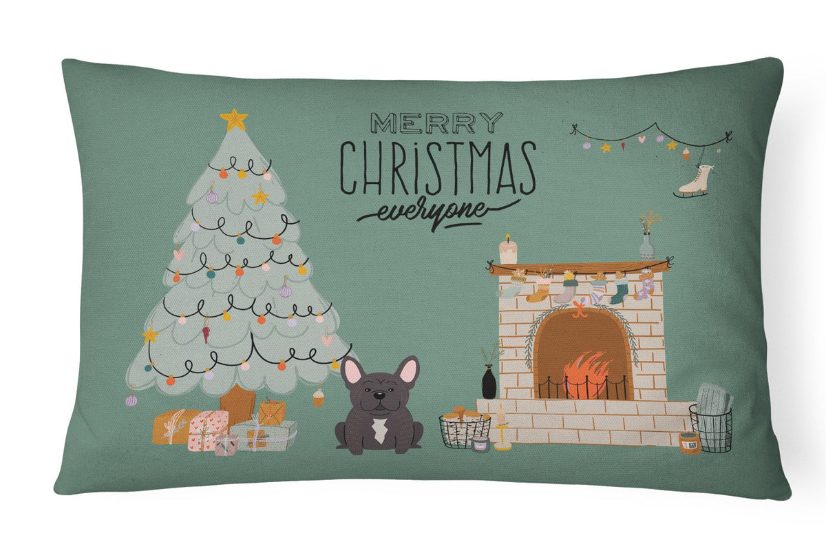 Brindle French Bulldog Christmas Everyone  Canvas Fabric Decorative Pillow CK7572PW1216 by Caroline&#39;s Treasures