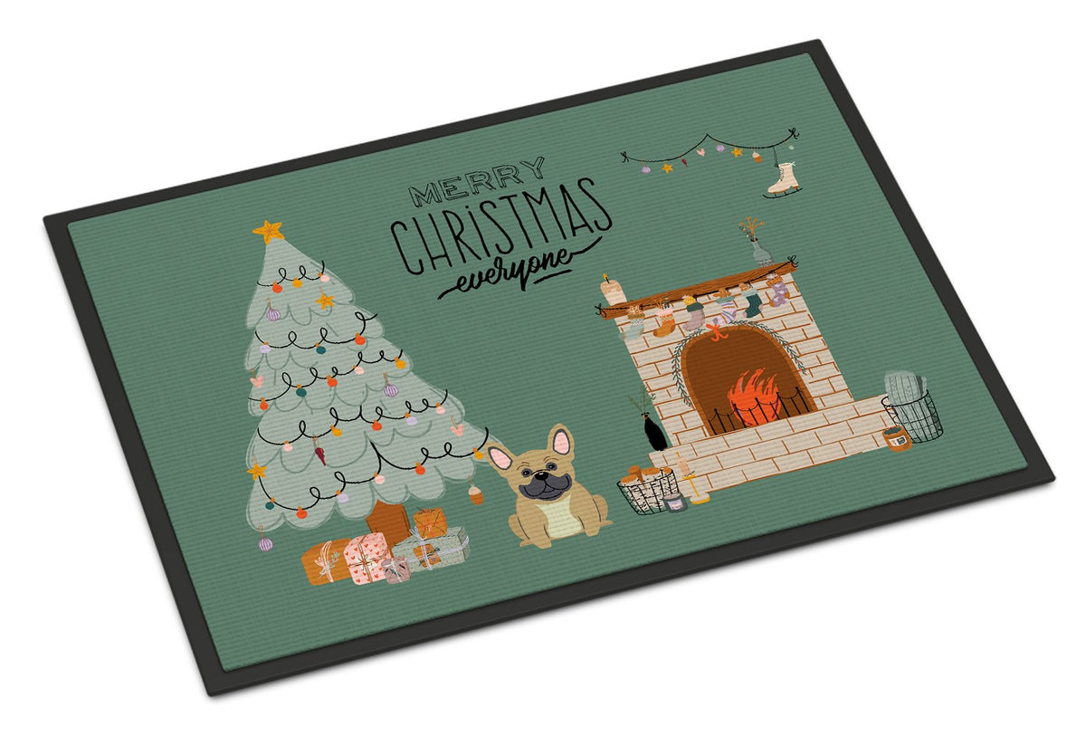 Cream French Bulldog Christmas Everyone Indoor or Outdoor Mat 24x36 CK7573JMAT by Caroline&#39;s Treasures