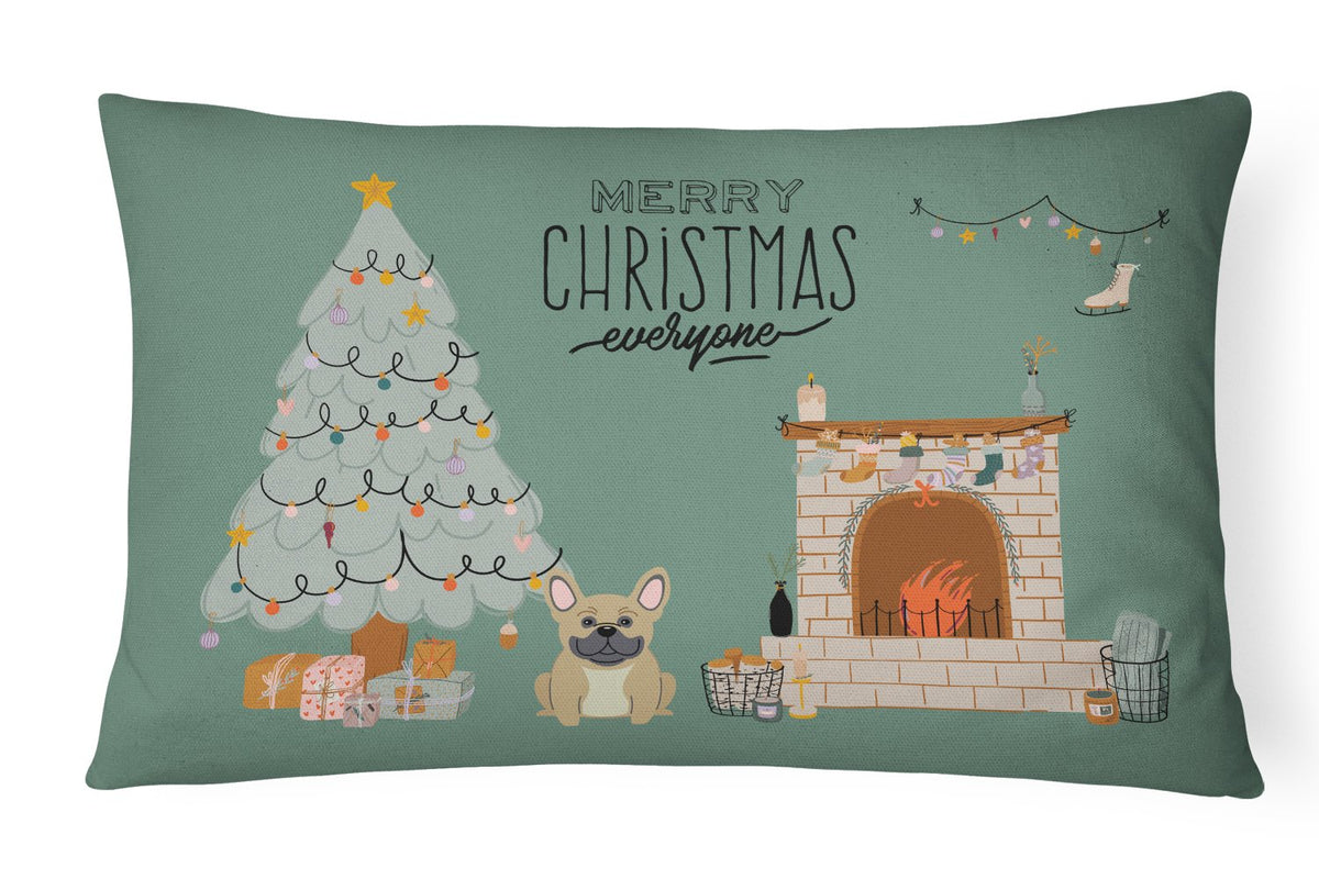 Cream French Bulldog Christmas Everyone Canvas Fabric Decorative Pillow CK7573PW1216 by Caroline&#39;s Treasures