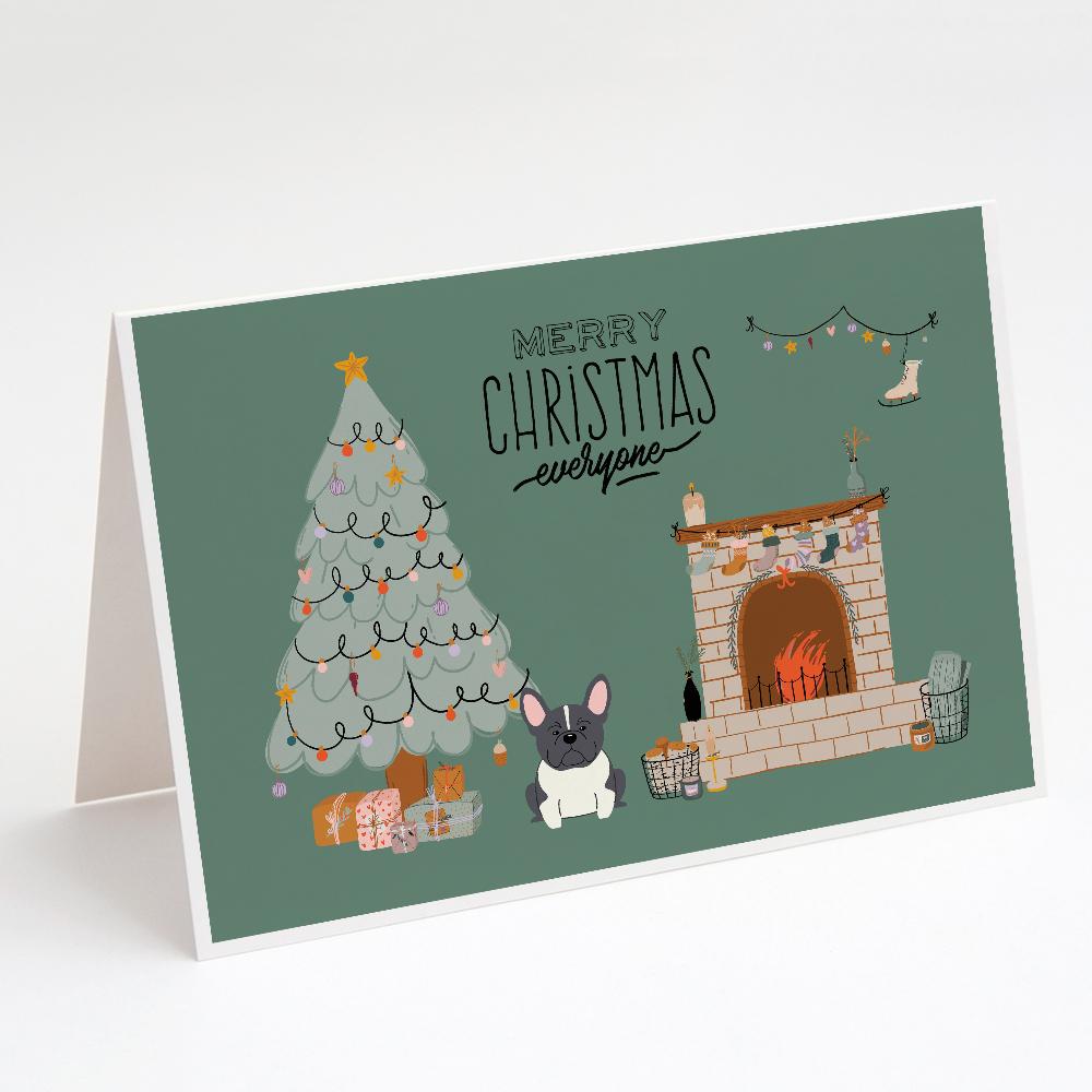 Buy this Black White French Bulldog Christmas Everyone Greeting Cards and Envelopes Pack of 8