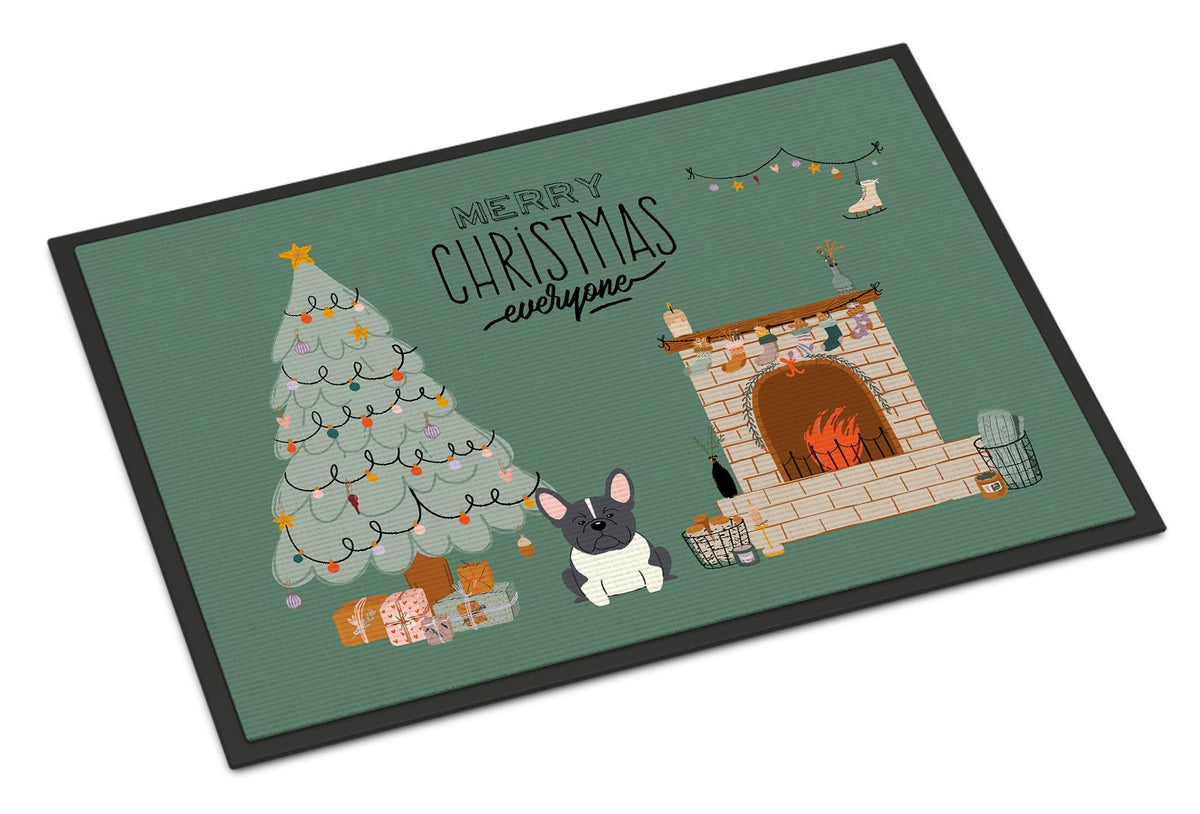 Black White French Bulldog Christmas Everyone Indoor or Outdoor Mat 24x36 CK7575JMAT by Caroline&#39;s Treasures