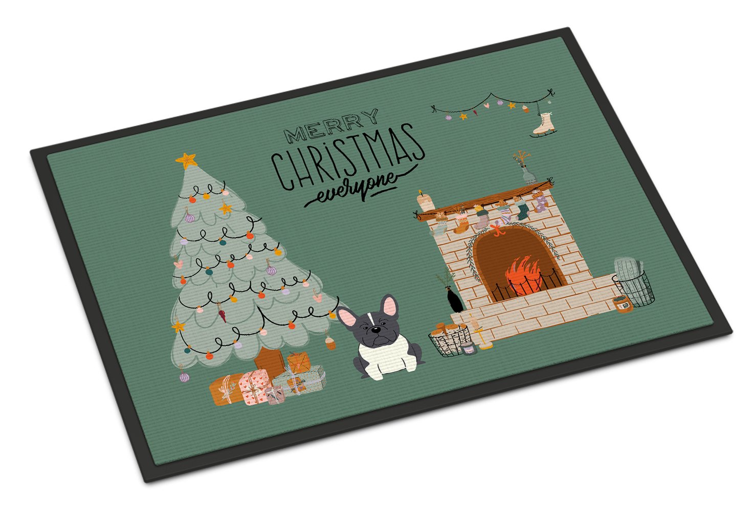 Black White French Bulldog Christmas Everyone Indoor or Outdoor Mat 24x36 CK7575JMAT by Caroline's Treasures