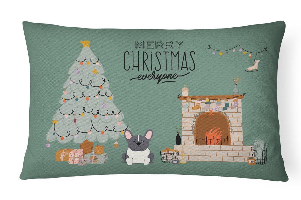 Black White French Bulldog Christmas Everyone Canvas Fabric Decorative Pillow CK7575PW1216 by Caroline&#39;s Treasures