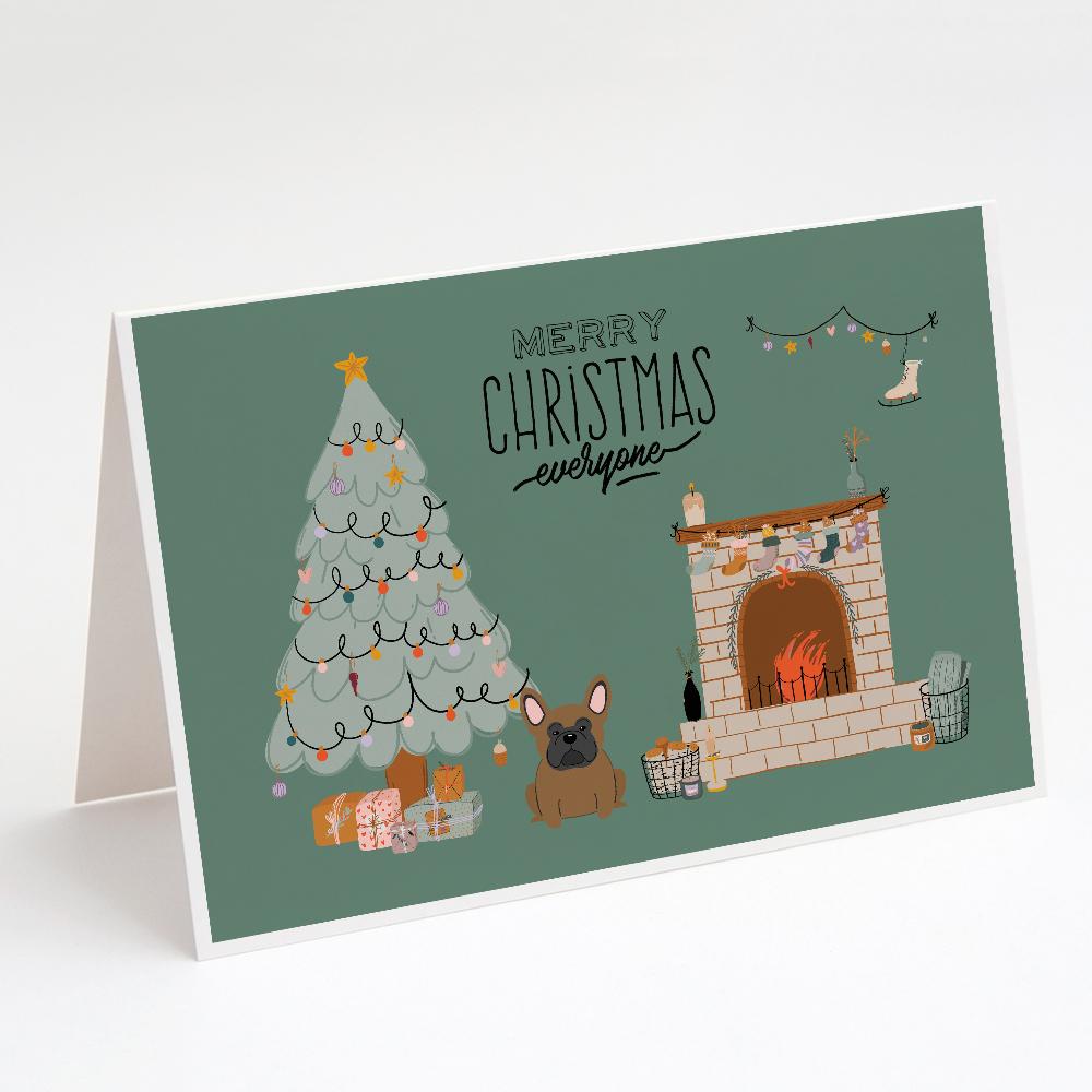 Buy this Brown French Bulldog Christmas Everyone Greeting Cards and Envelopes Pack of 8