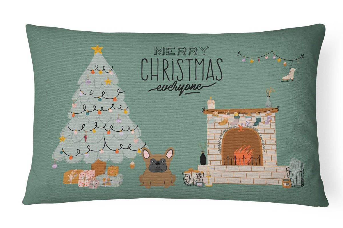 Brown French Bulldog Christmas Everyone Canvas Fabric Decorative Pillow CK7576PW1216 by Caroline&#39;s Treasures