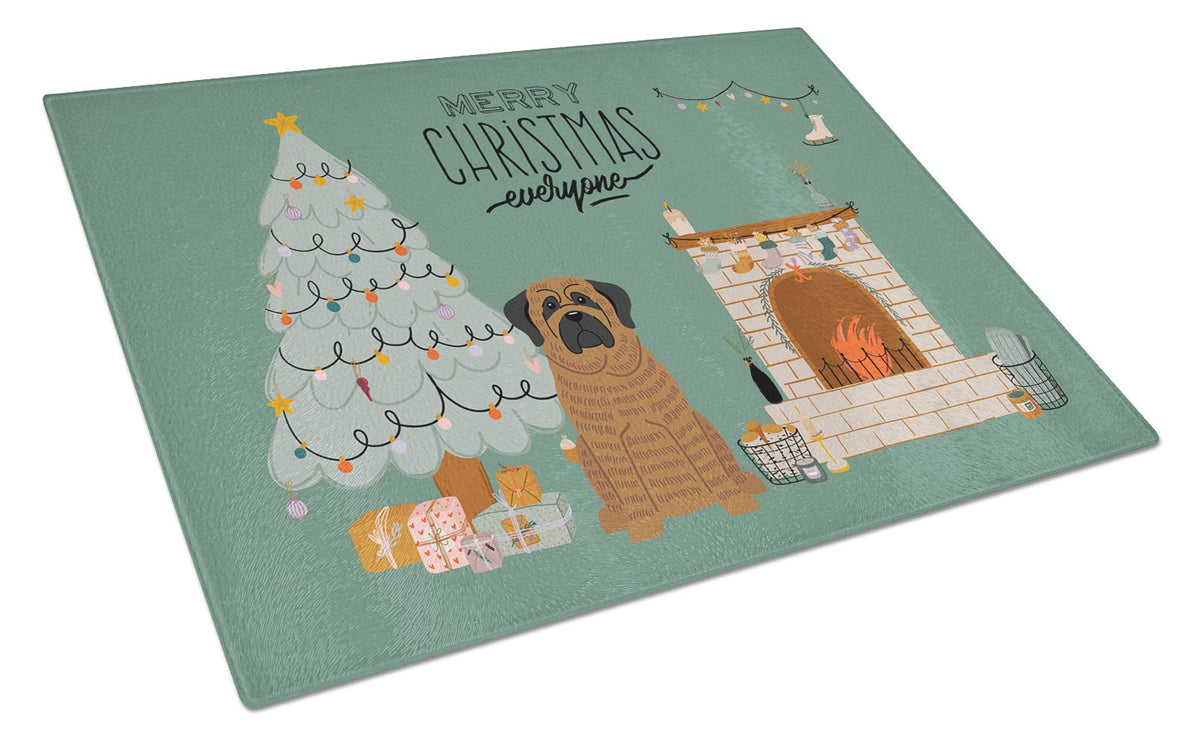 Brindle Mastiff Christmas Everyone Glass Cutting Board Large CK7578LCB by Caroline&#39;s Treasures