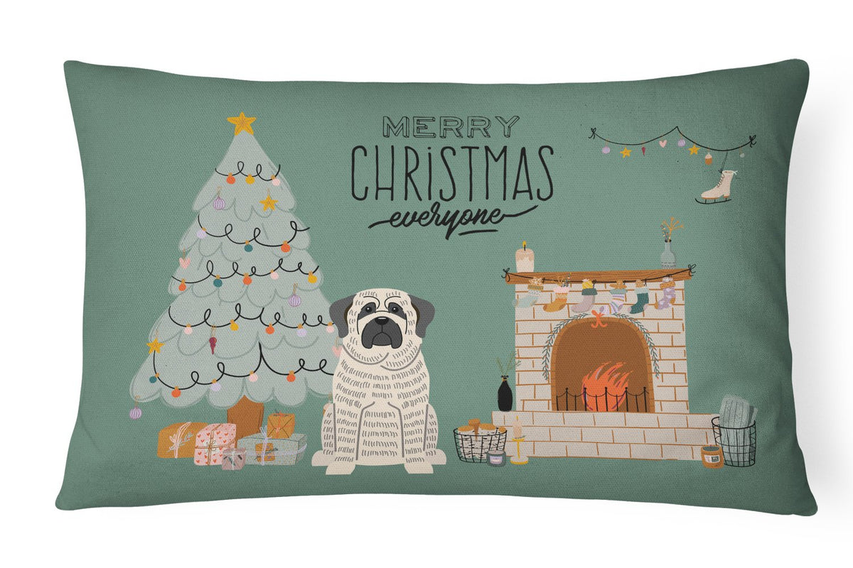 White Mastiff Brindle Christmas Everyone Canvas Fabric Decorative Pillow CK7579PW1216 by Caroline&#39;s Treasures