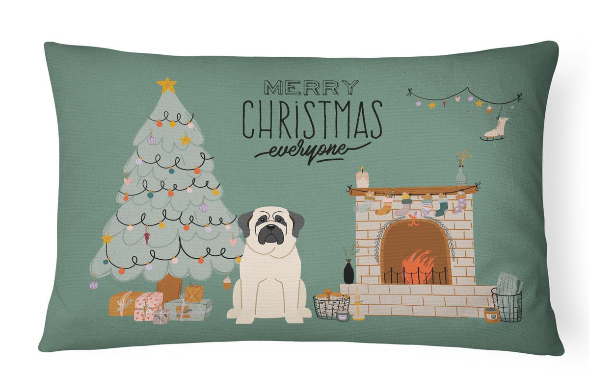White Mastiff Christmas Everyone Canvas Fabric Decorative Pillow CK7580PW1216 by Caroline&#39;s Treasures