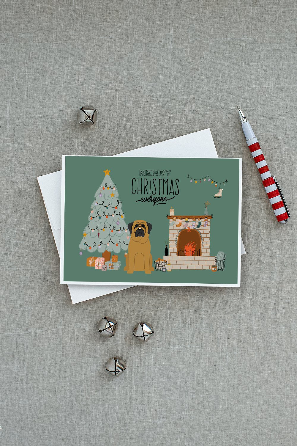 Mastiff Christmas Everyone Greeting Cards and Envelopes Pack of 8 - the-store.com