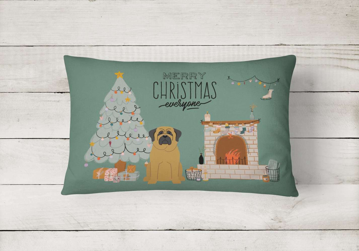 Mastiff Christmas Everyone Canvas Fabric Decorative Pillow CK7581PW1216 by Caroline's Treasures
