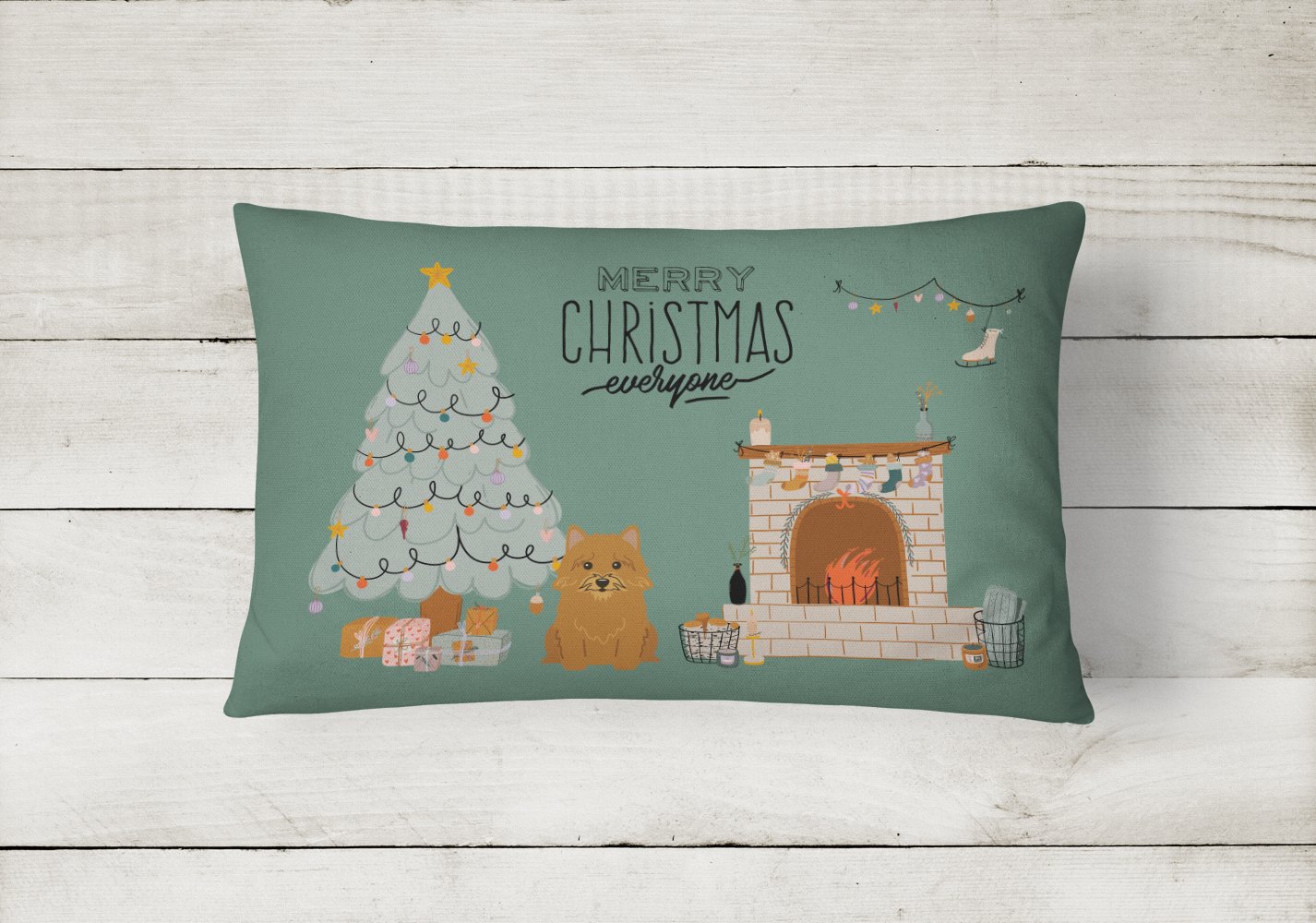Norwich Terrier Christmas Everyone Canvas Fabric Decorative Pillow CK7583PW1216 by Caroline's Treasures