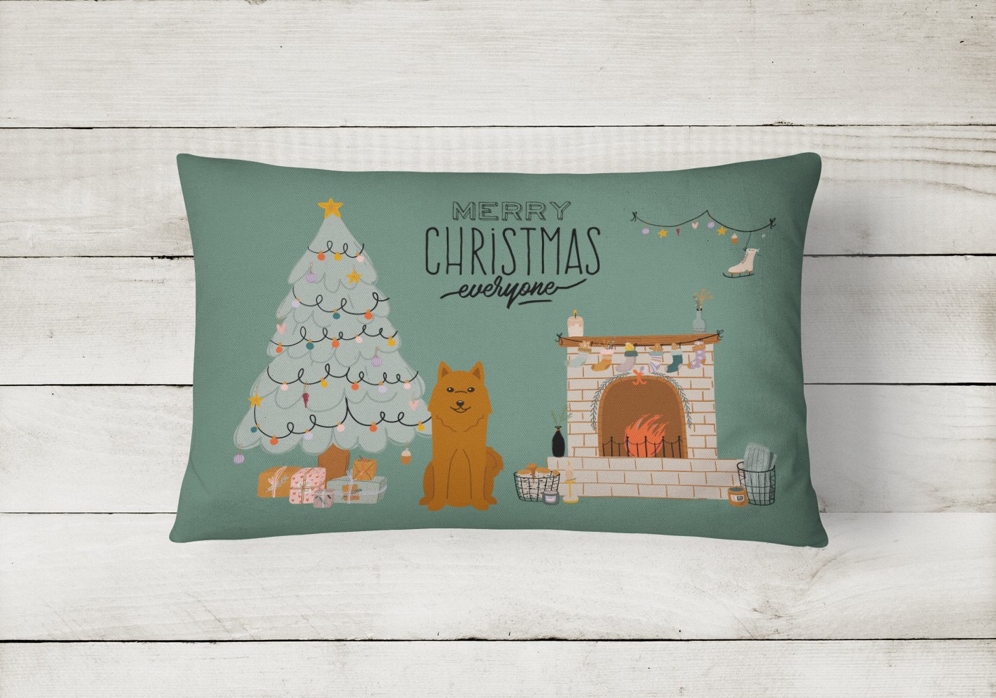 Karelian Bear Dog Christmas Everyone Canvas Fabric Decorative Pillow CK7585PW1216 by Caroline's Treasures