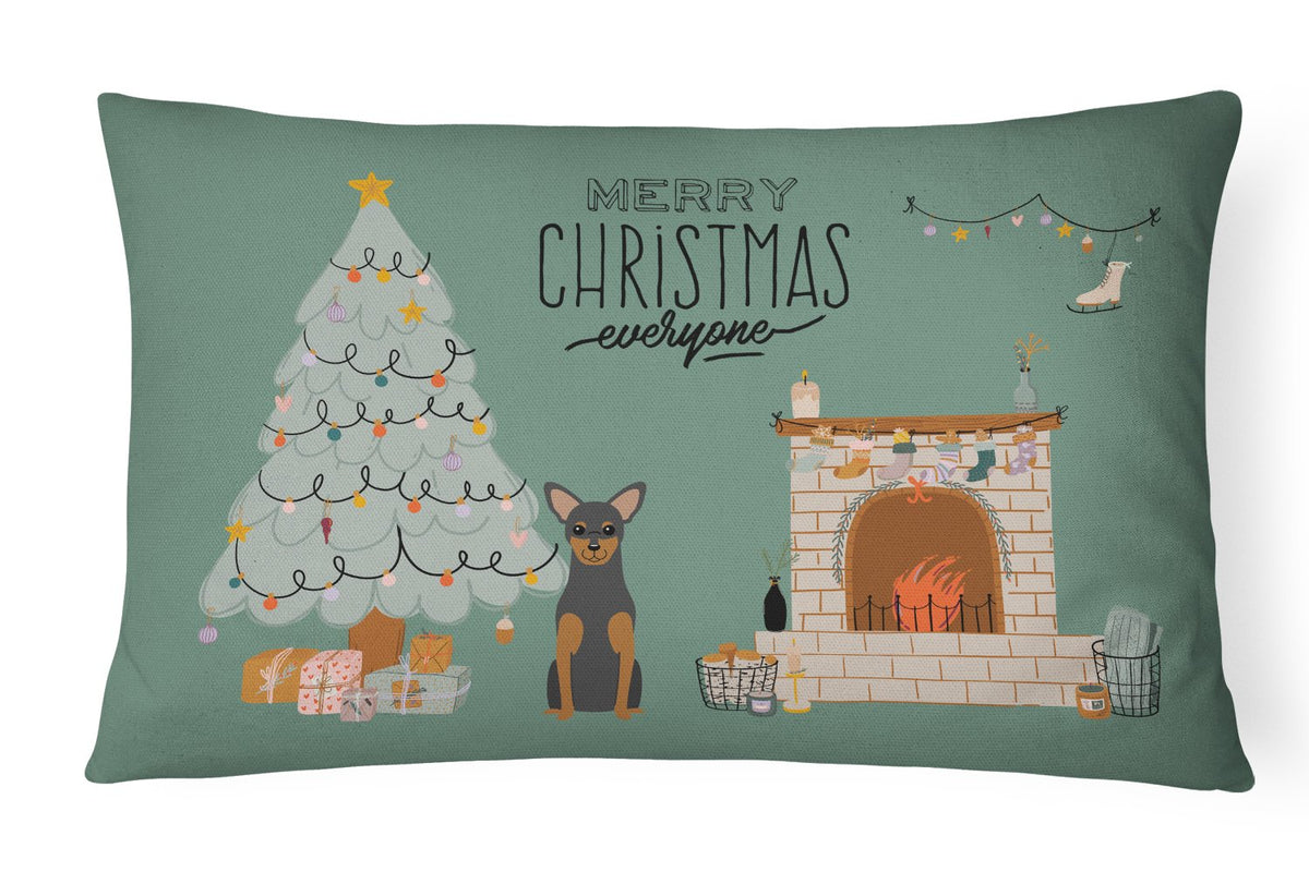 Manchester Terrier Christmas Everyone Canvas Fabric Decorative Pillow CK7591PW1216 by Caroline&#39;s Treasures