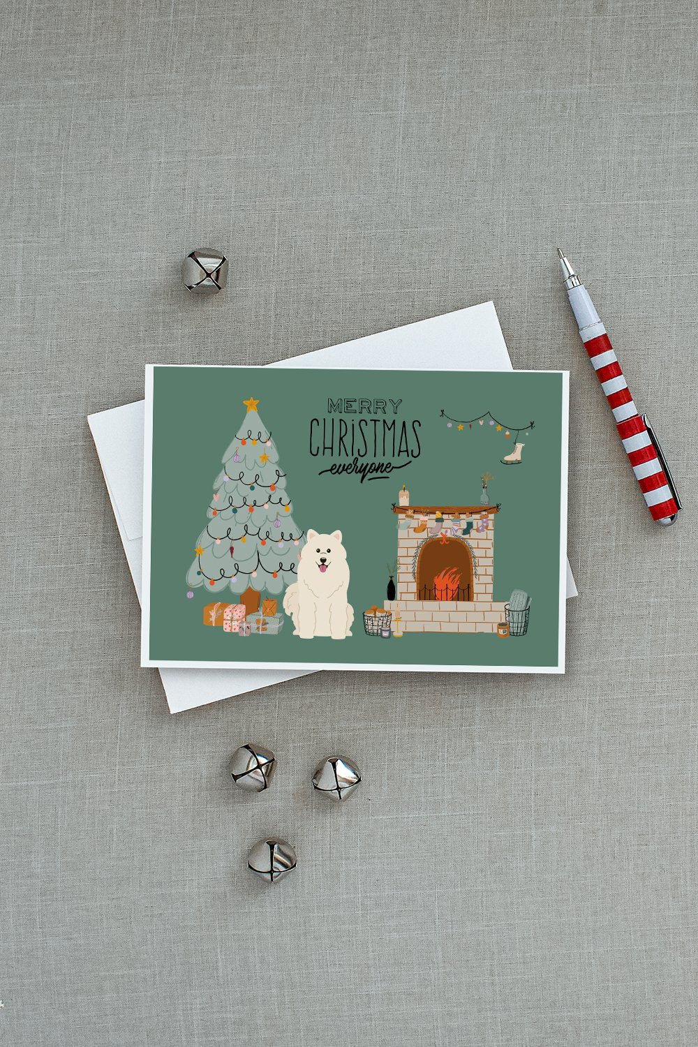 Samoyed Christmas Everyone Greeting Cards and Envelopes Pack of 8 - the-store.com