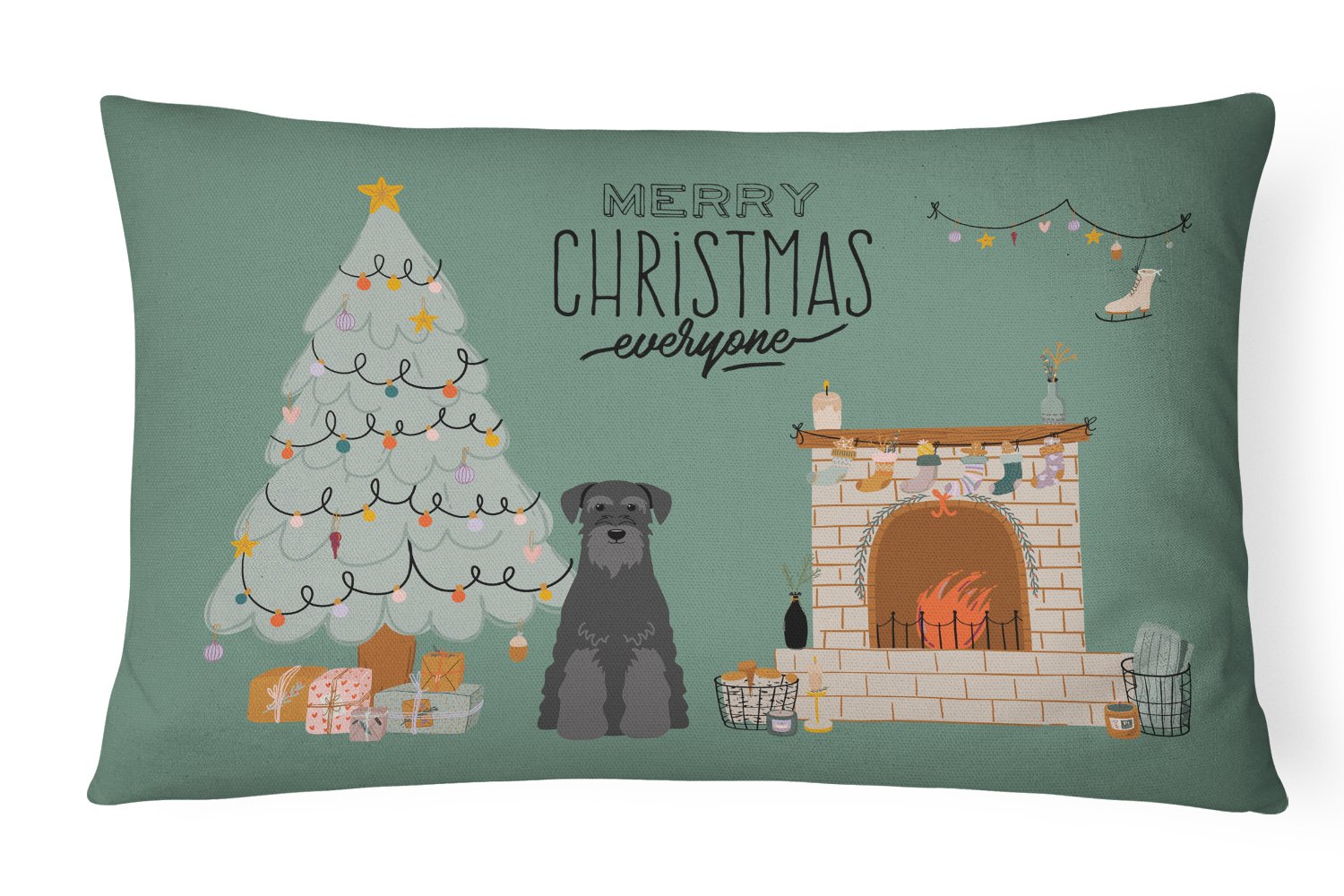 Black Standard Schnauzer Christmas Everyone Canvas Fabric Decorative Pillow CK7595PW1216 by Caroline's Treasures