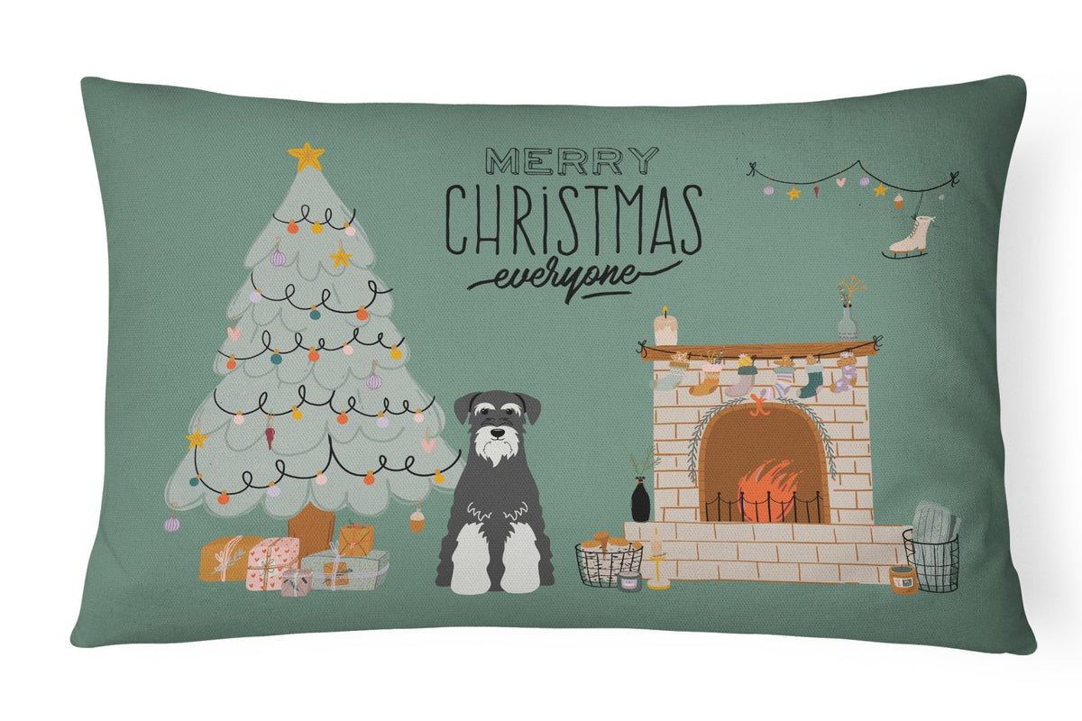 Salt and Pepper Standard Schnauzer Christmas Everyone Canvas Fabric Decorative Pillow CK7596PW1216 by Caroline&#39;s Treasures