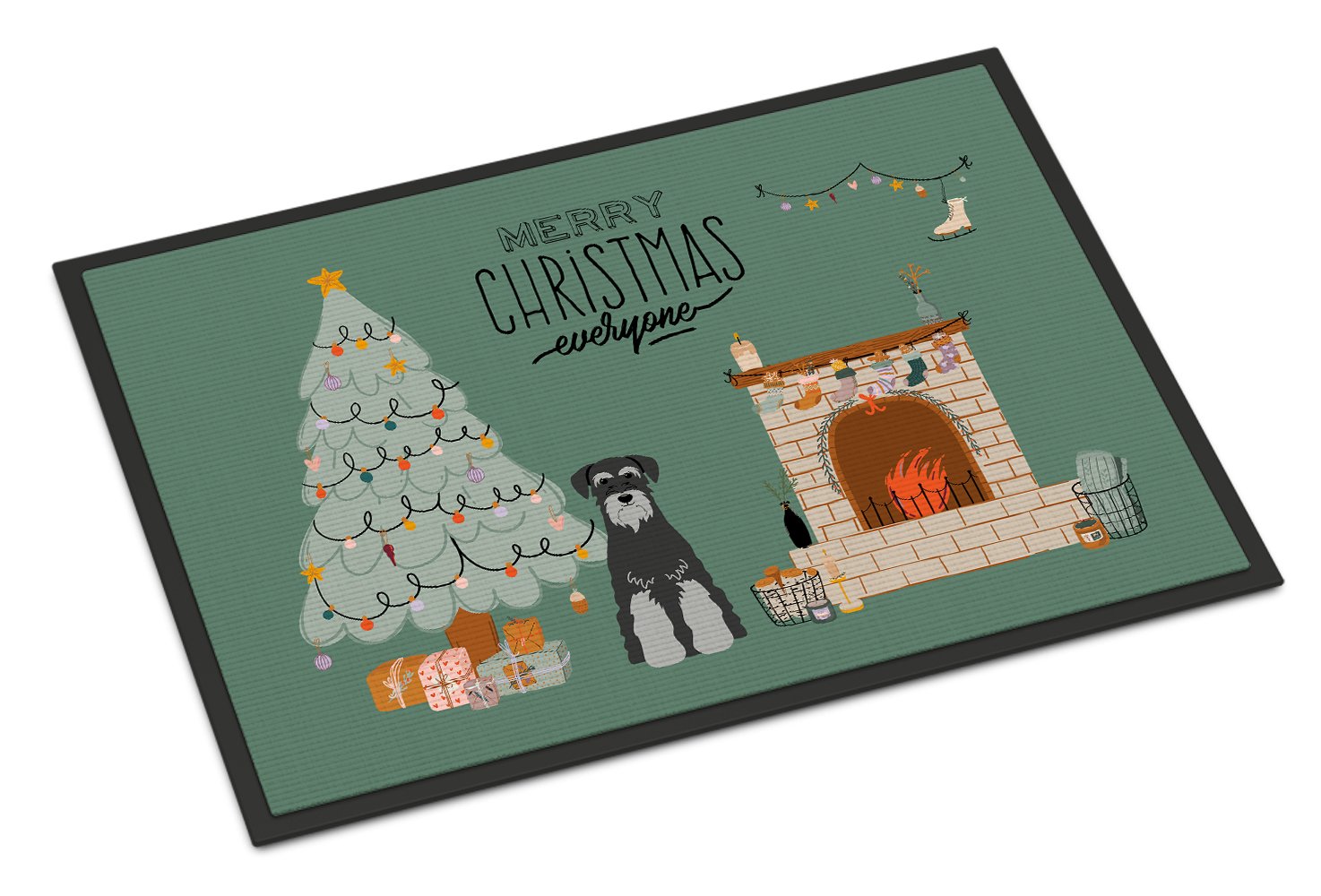 Black Grey Standard Schnauzer Christmas Everyone Indoor or Outdoor Mat 24x36 CK7597JMAT by Caroline's Treasures