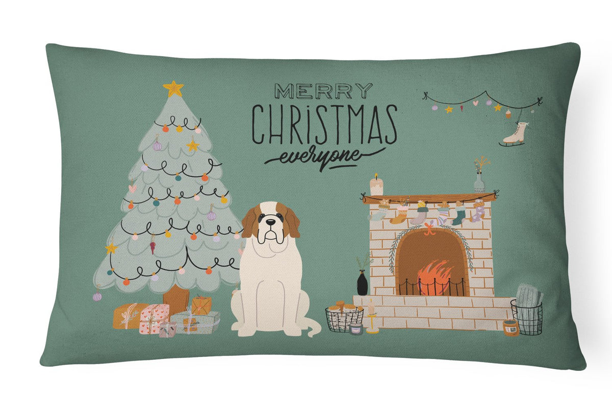 Saint Bernard Christmas Everyone Canvas Fabric Decorative Pillow CK7598PW1216 by Caroline&#39;s Treasures