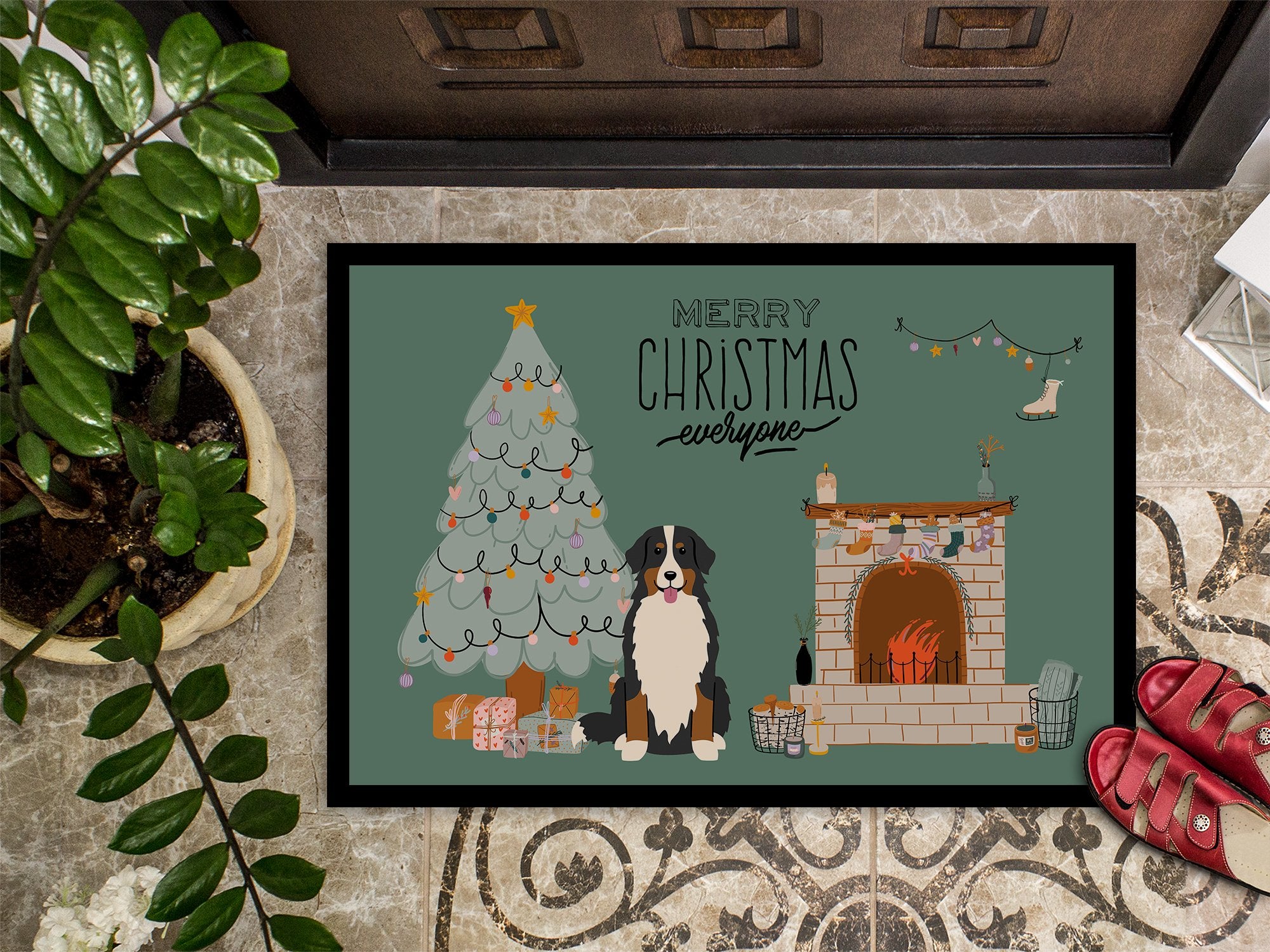 Bernese Mountain Dog Christmas Everyone Indoor or Outdoor Mat 24x36 CK7599JMAT by Caroline's Treasures