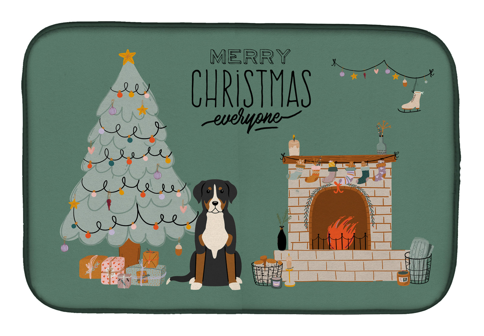 Greater Swiss Mountain Dog Christmas Everyone Dish Drying Mat CK7600DDM  the-store.com.
