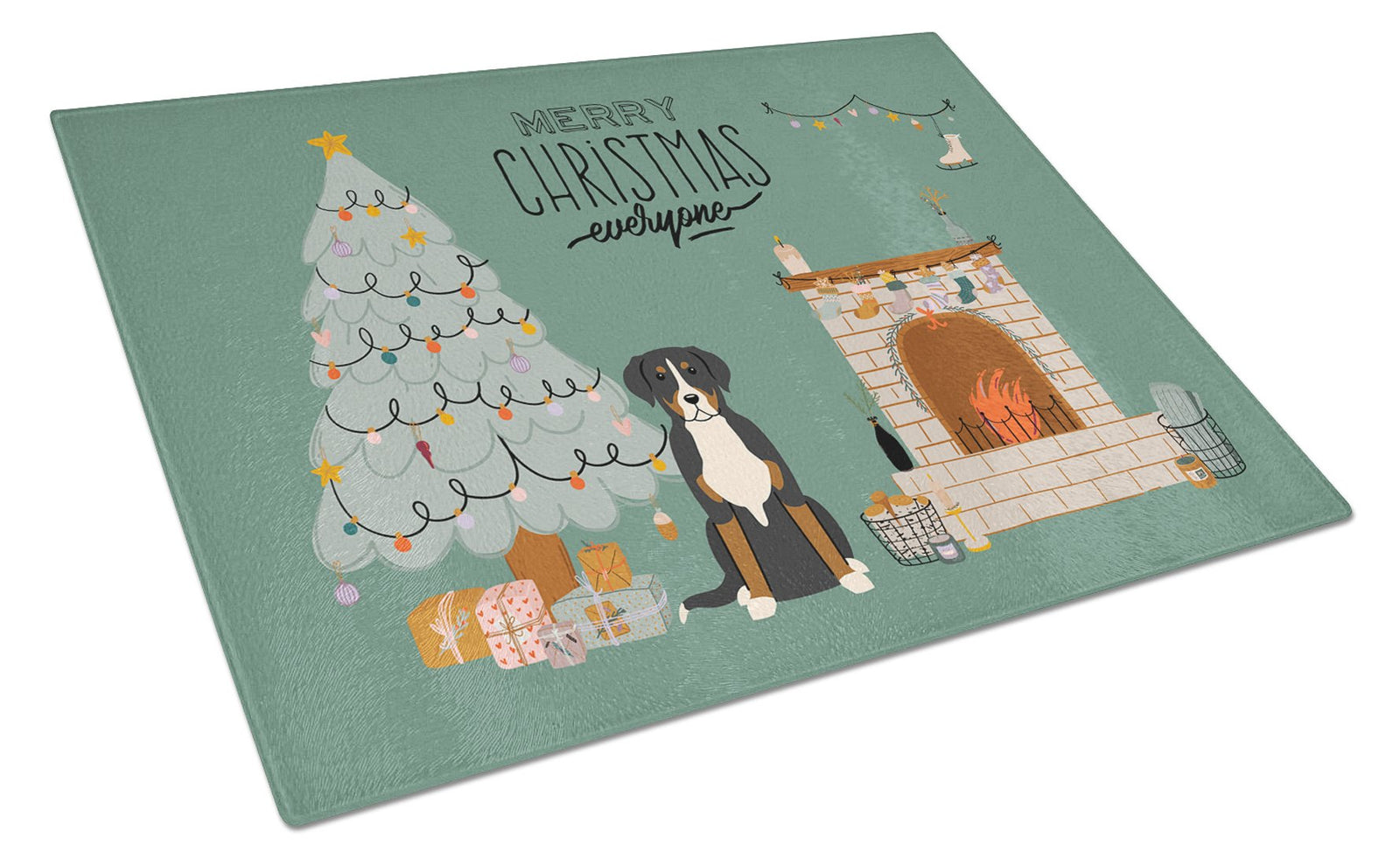 Greater Swiss Mountain Dog Christmas Everyone Glass Cutting Board Large CK7600LCB by Caroline's Treasures