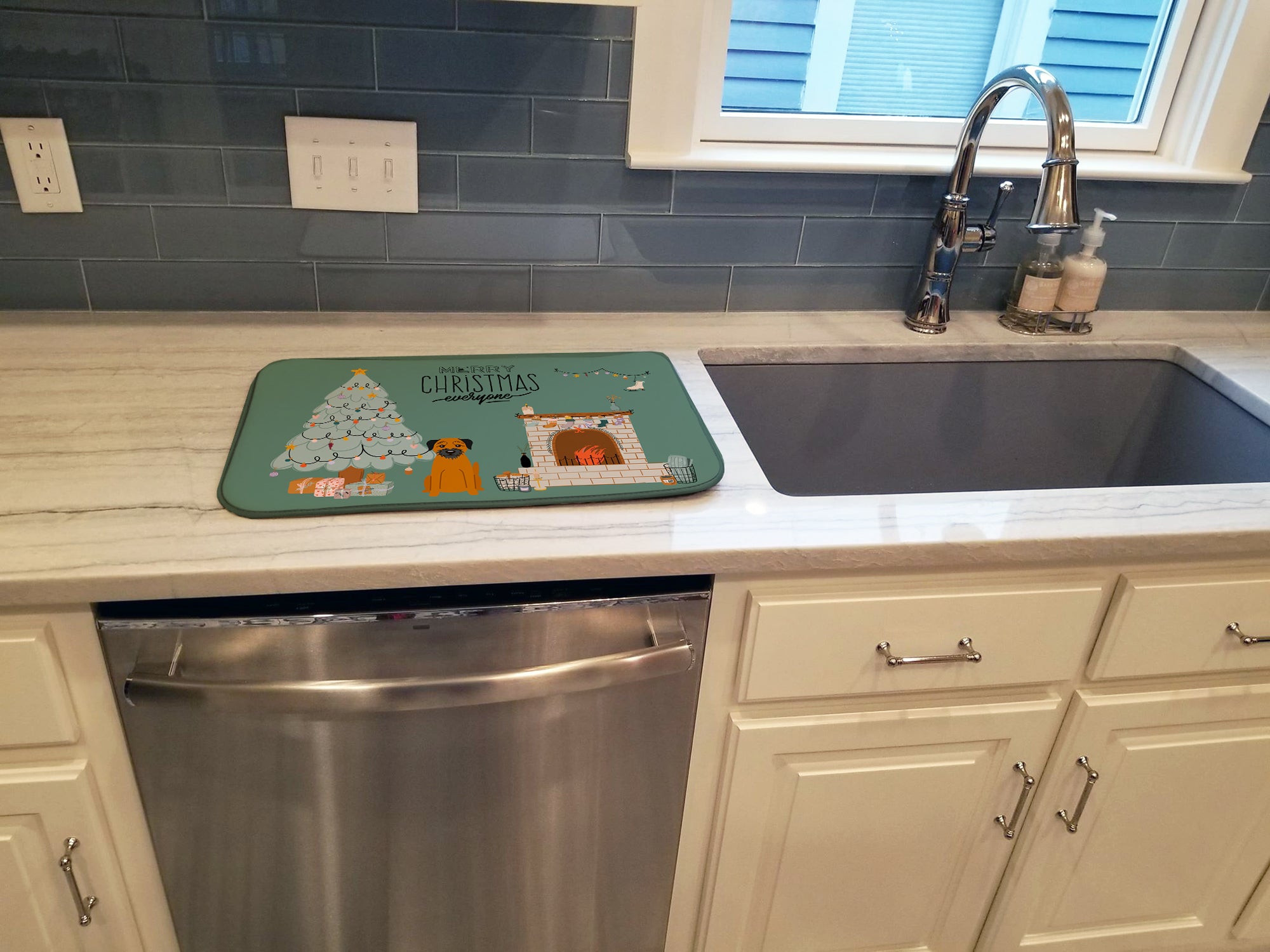 Tapis de séchage pour vaisselle de Noël pour tout le monde Border Terrier CK7602DDM
