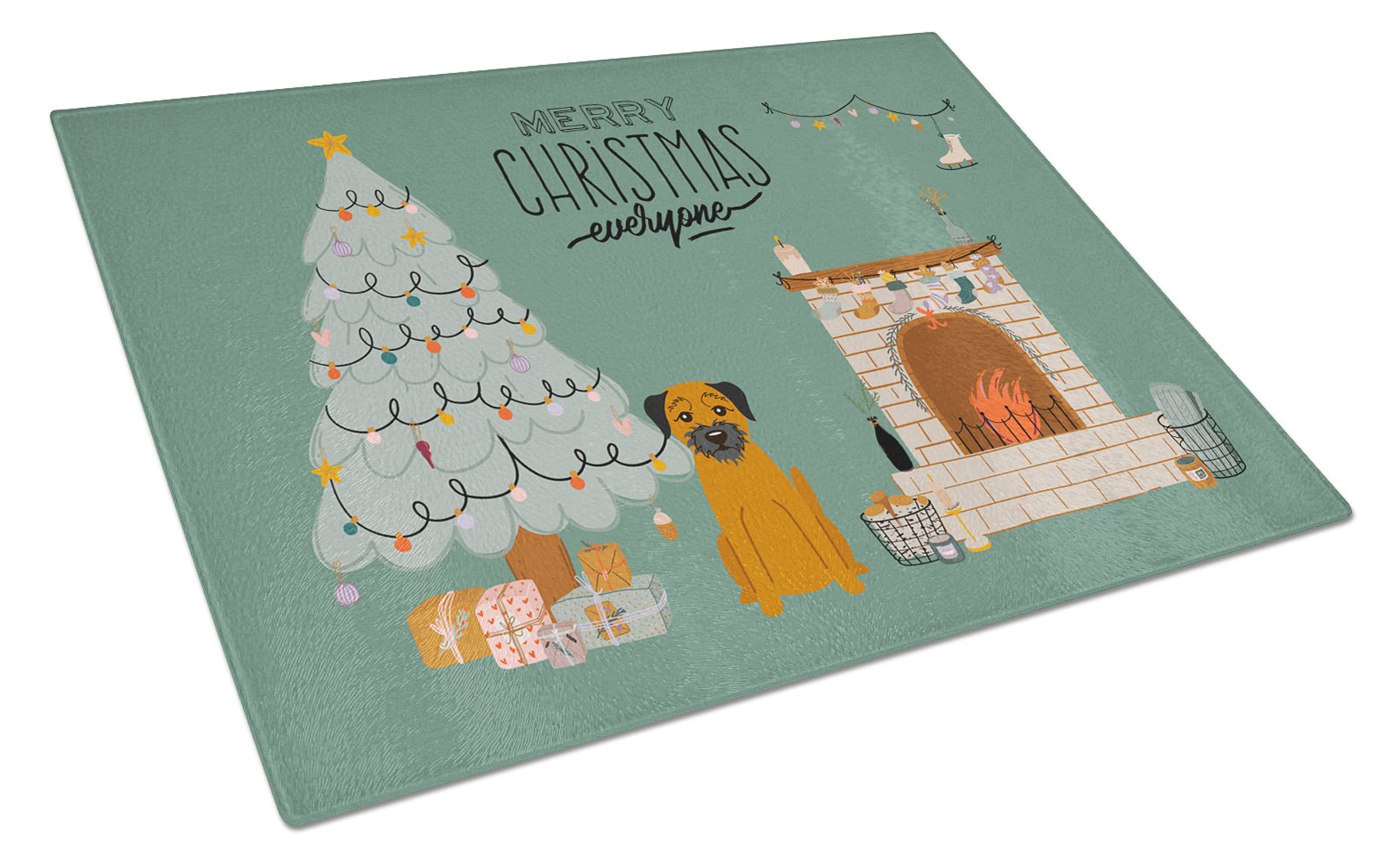 Border Terrier Christmas Everyone Glass Cutting Board Large CK7602LCB by Caroline's Treasures