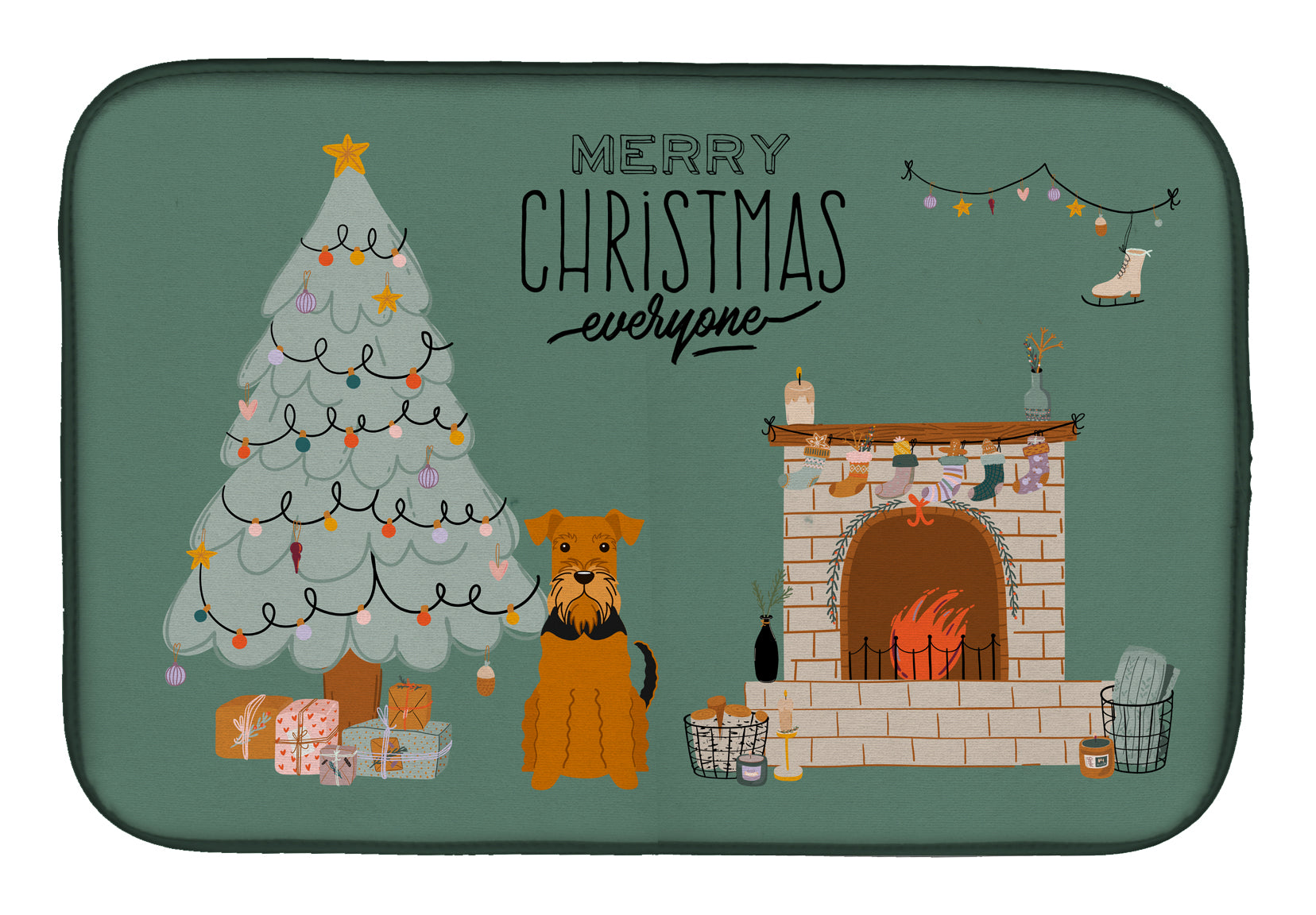 Airedale Christmas Everyone Dish Drying Mat CK7604DDM  the-store.com.