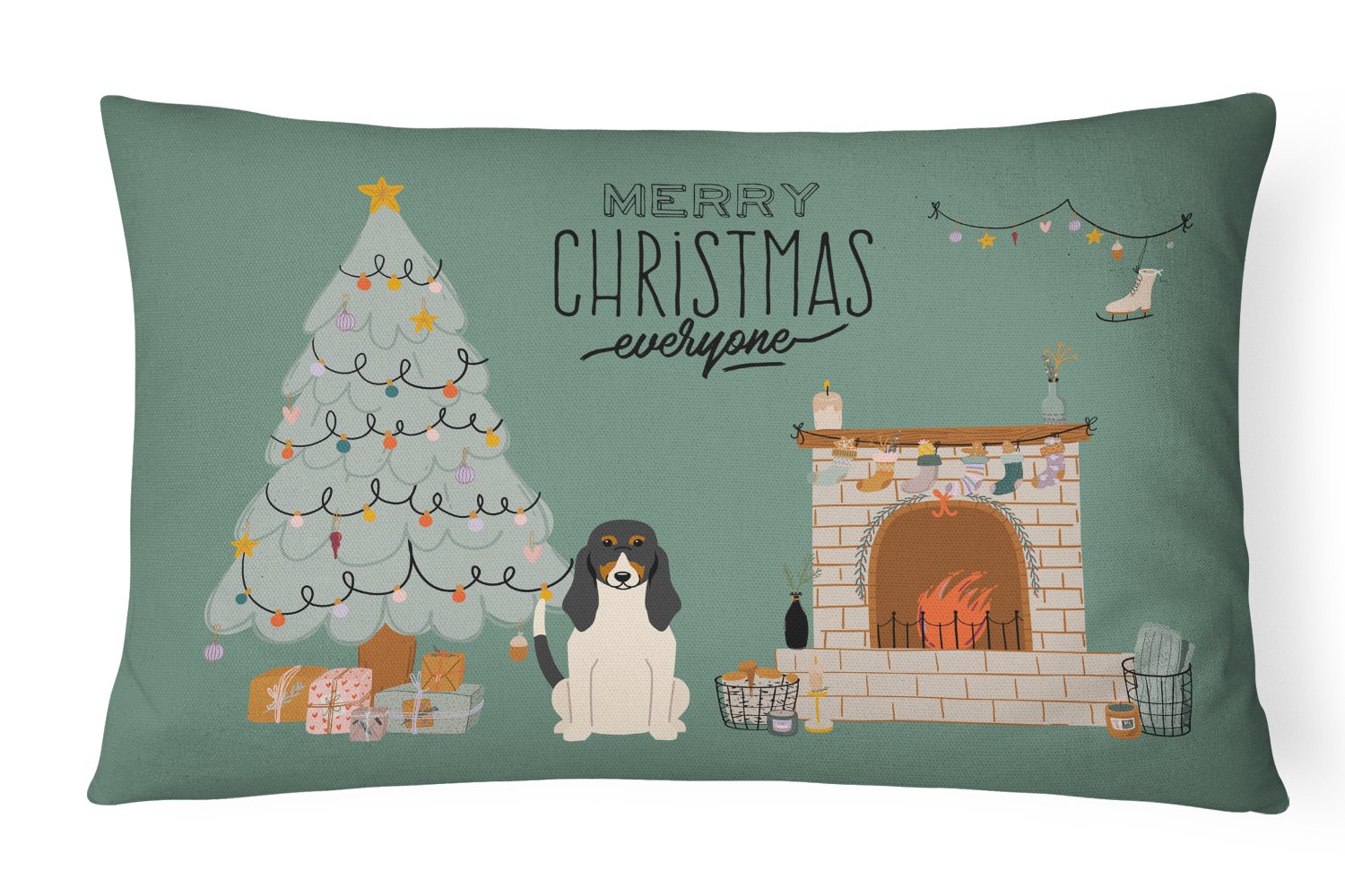 Swiss Hound Christmas Everyone Canvas Fabric Decorative Pillow CK7607PW1216 by Caroline's Treasures